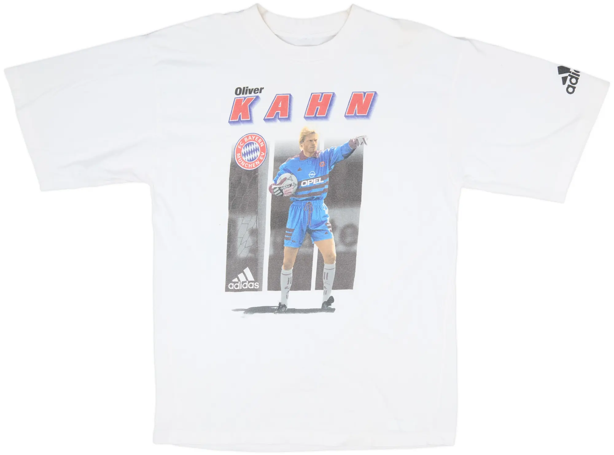 1999-00 Bayern Munich adidas Graphic Tee Kahn #1 - 8/10 - (L)