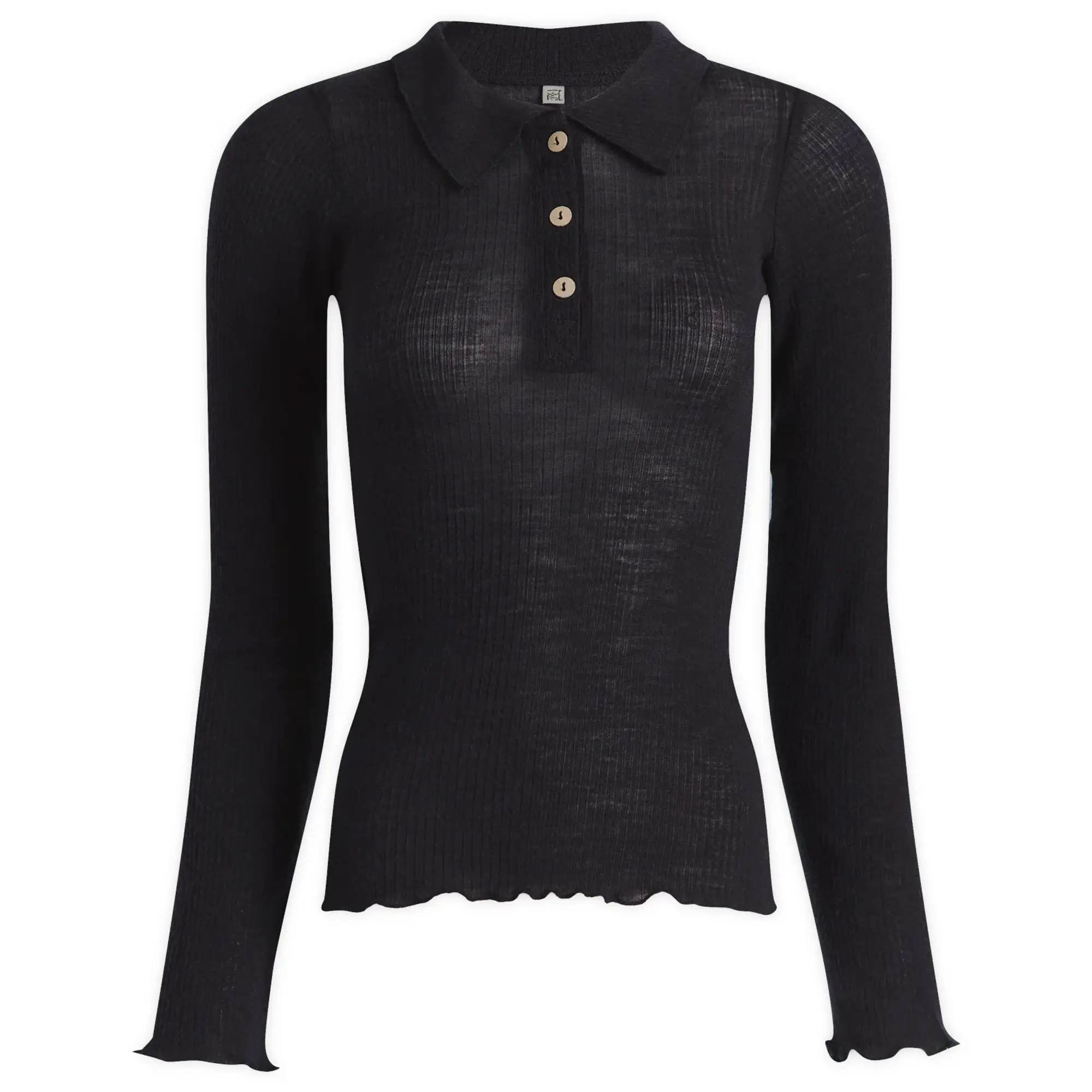 Baserange Women's Dual Long Sleeve Wool Polo Top Murano Navy