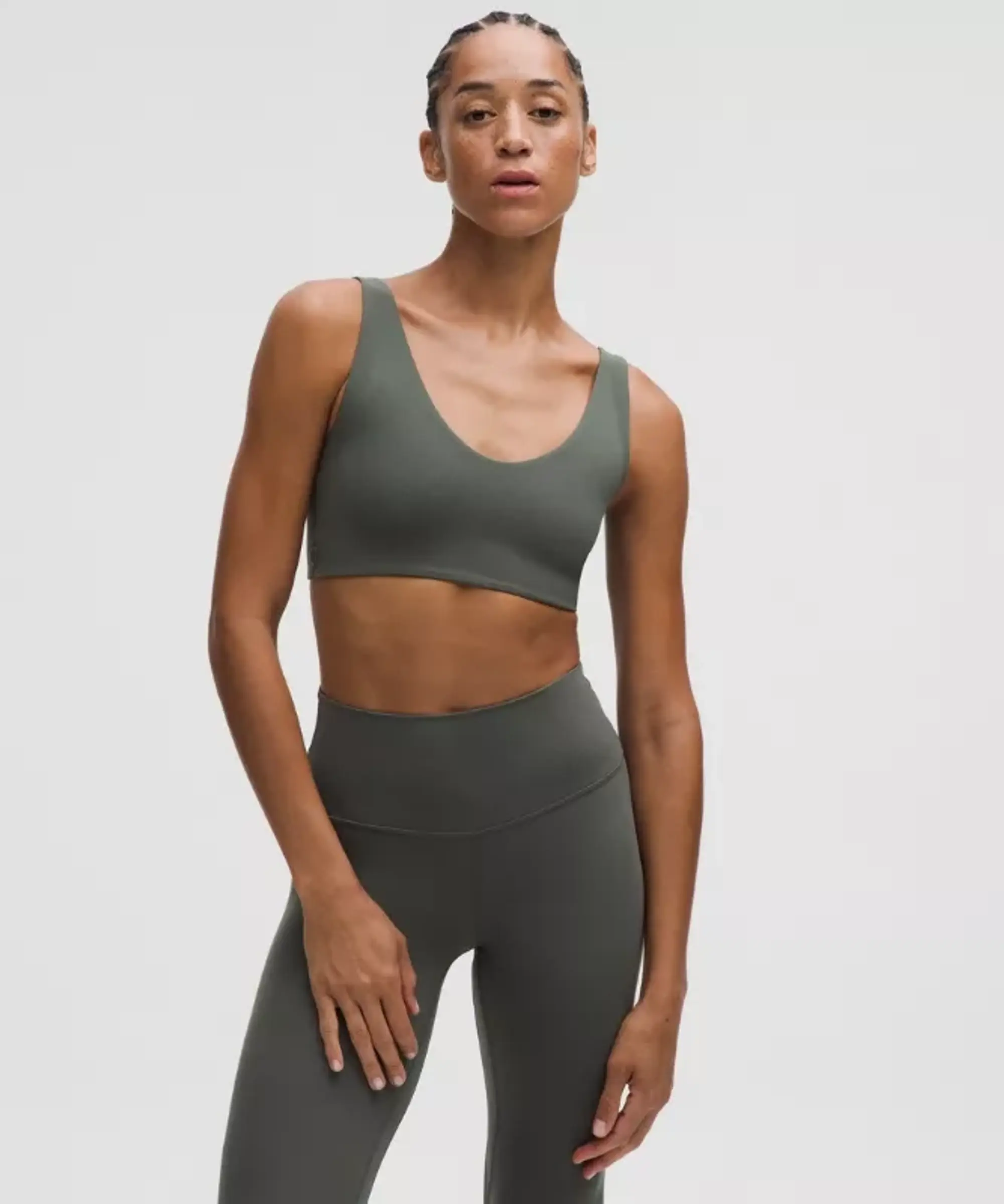 lululemon – Women's Bend This Scoop and Square Sports Bra Light Support, A-C Cups – Color Green – Size Large/XL