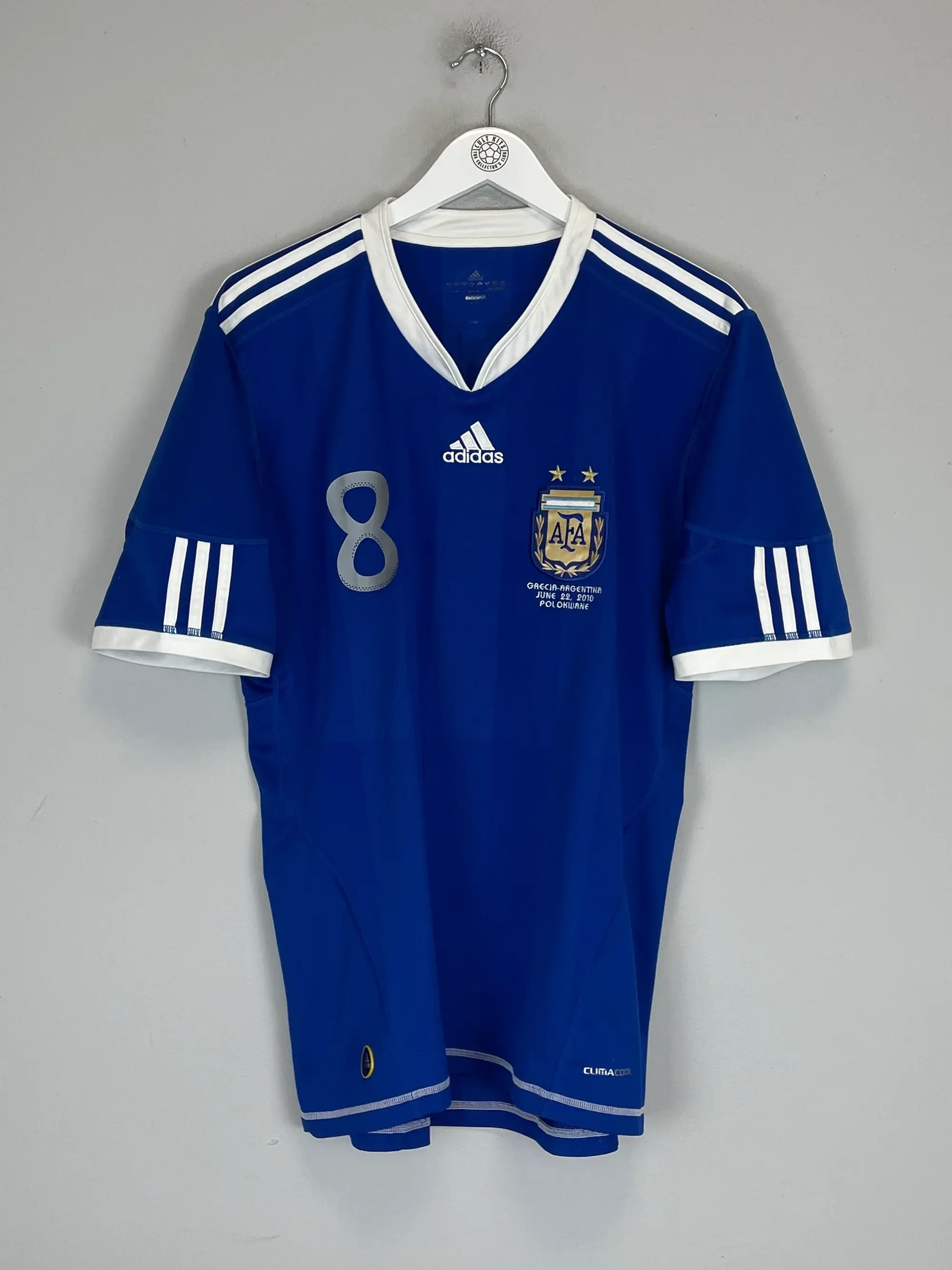 2010/11 ARGENTINA VERON #8 (GREECE v ARGENTINA) AWAY SHIRT (L) ADIDAS | CULT KITS