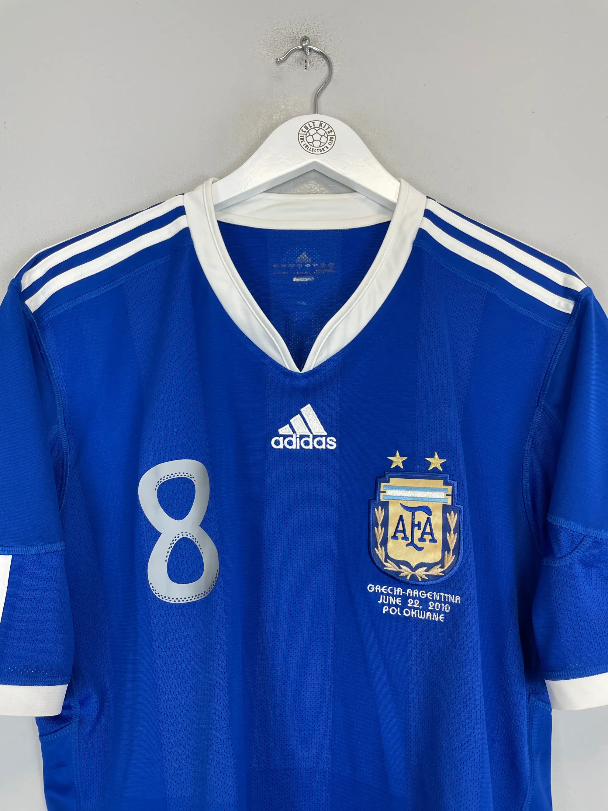 2010/11 ARGENTINA VERON #8 (GREECE v ARGENTINA) AWAY SHIRT (L) ADIDAS | CULT KITS