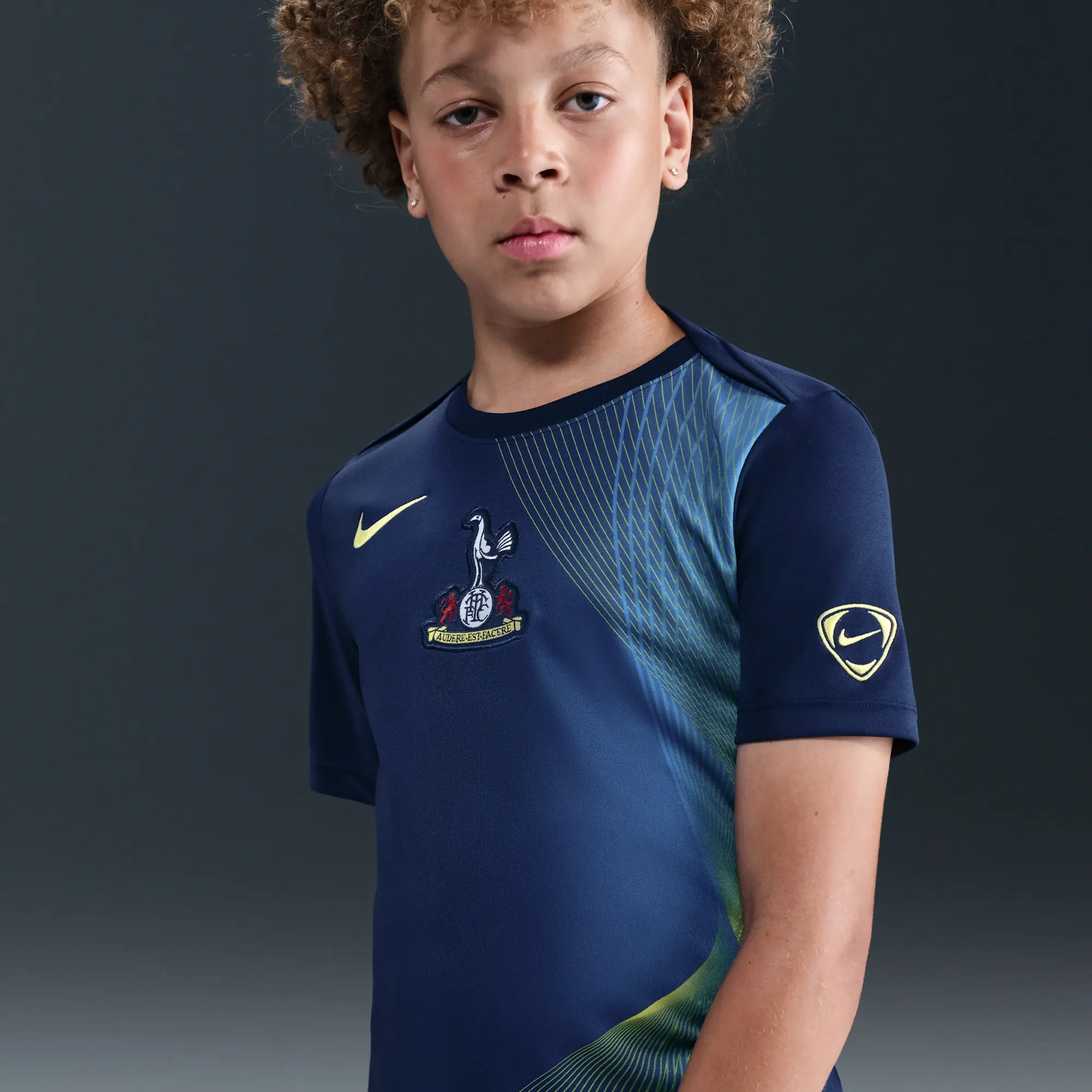 Tottenham Hotspur Academy Pro Third Older Kids' Nike Dri-FIT Total 90 Football Pre-Match Top - Blue - Polyester
