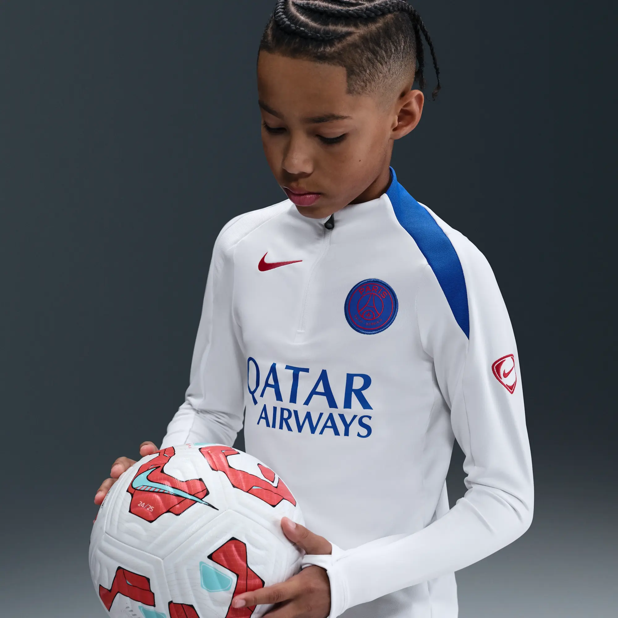Paris Saint-Germain Strike Third Older Kids' Nike Dri-FIT Total 90 Football Knit Drill Top - White - Polyester/Elastane