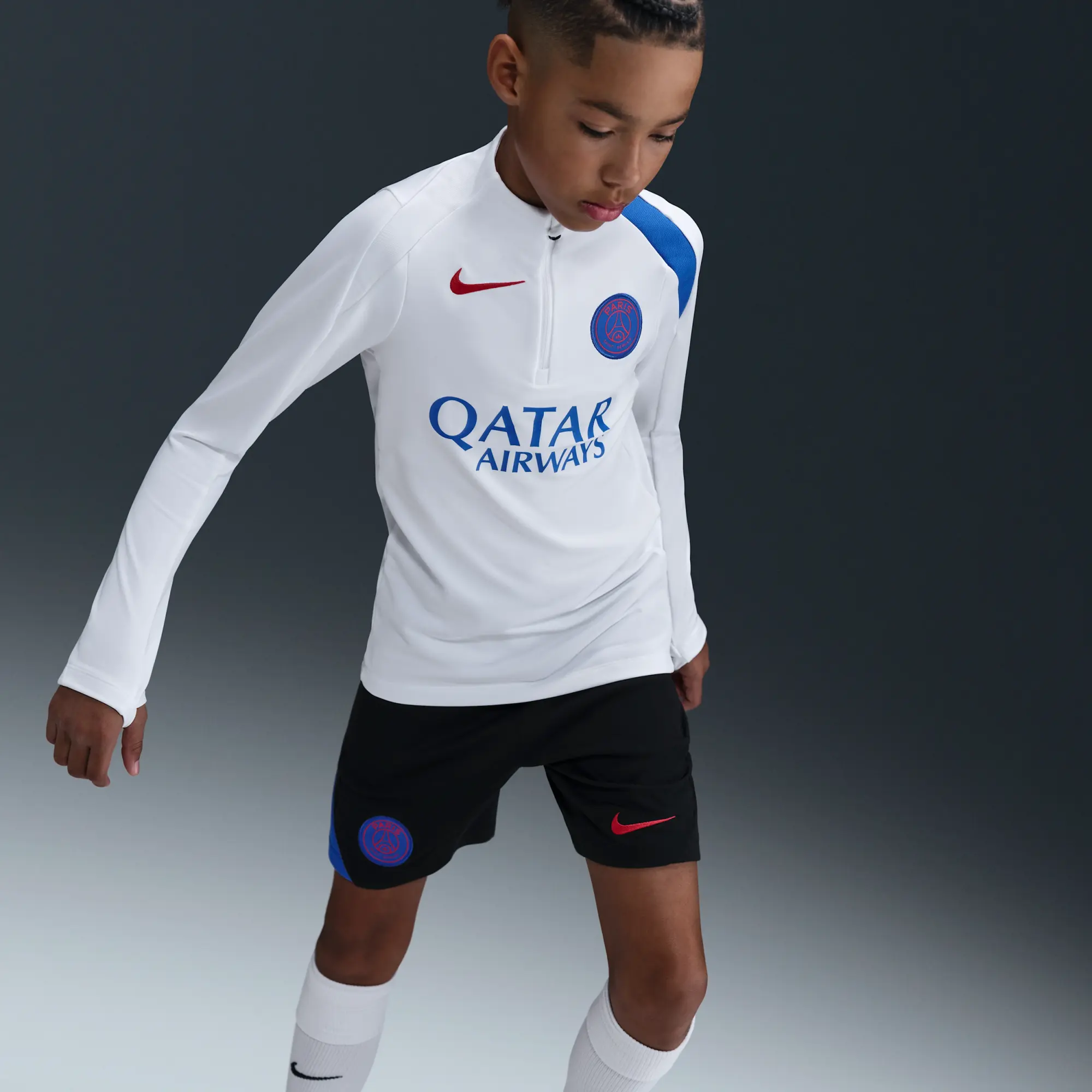 Paris Saint-Germain Strike Third Older Kids' Nike Dri-FIT Total 90 Football Knit Drill Top - White - Polyester/Elastane