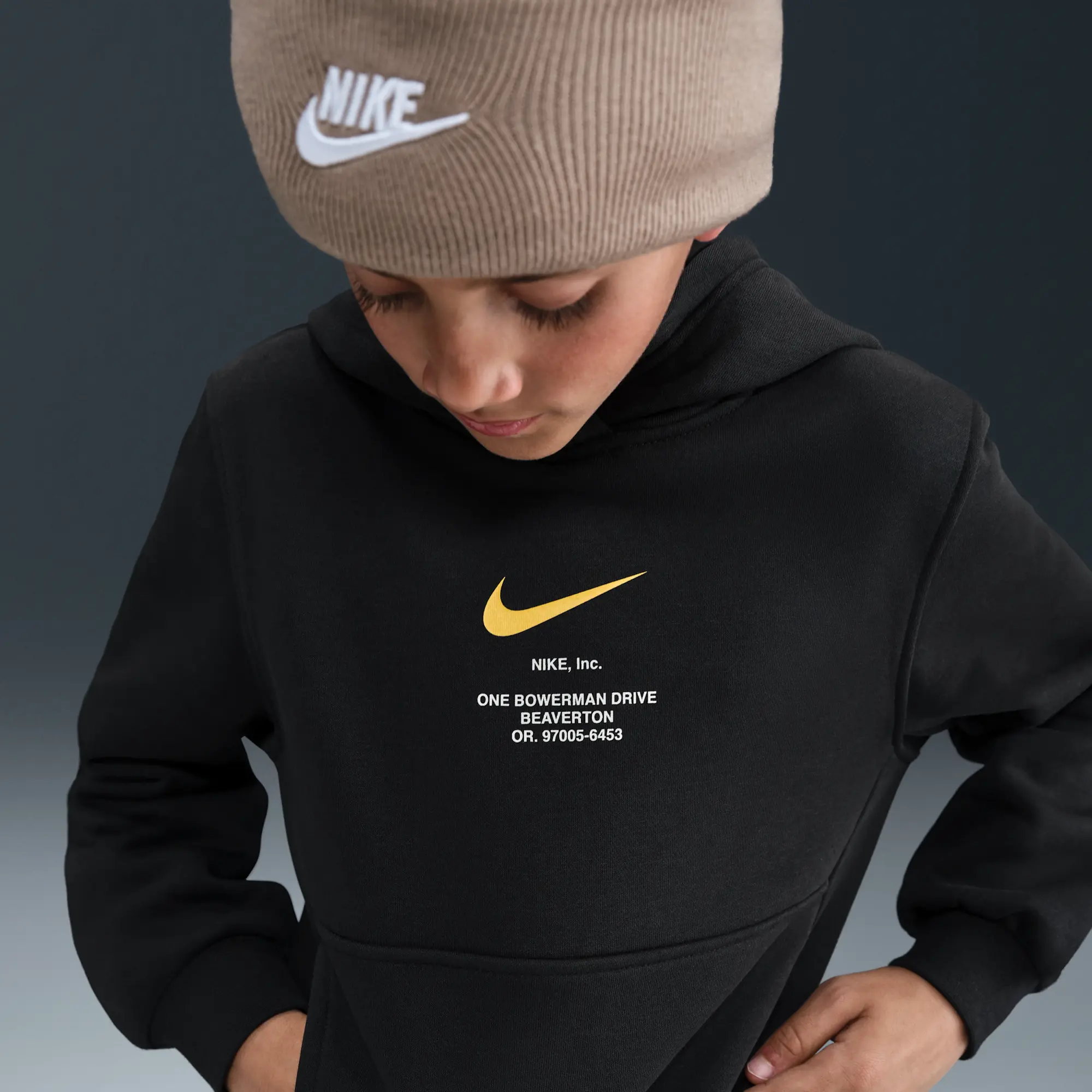 Nike Sportswear Club Fleece Older Kids' (Boys') Pullover Hoodie - Black - Cotton/Polyester