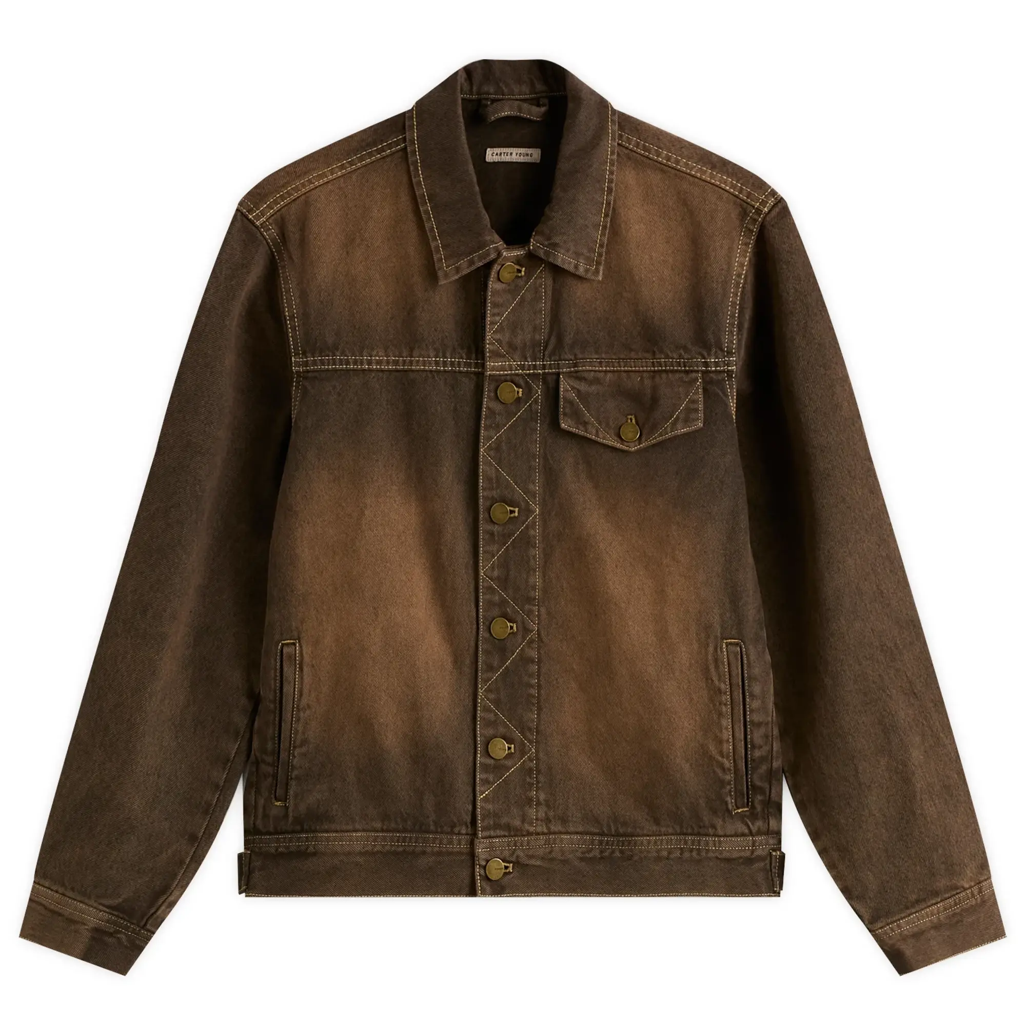 Carter Young Men's Arch Denim Jacket Brown Overdye