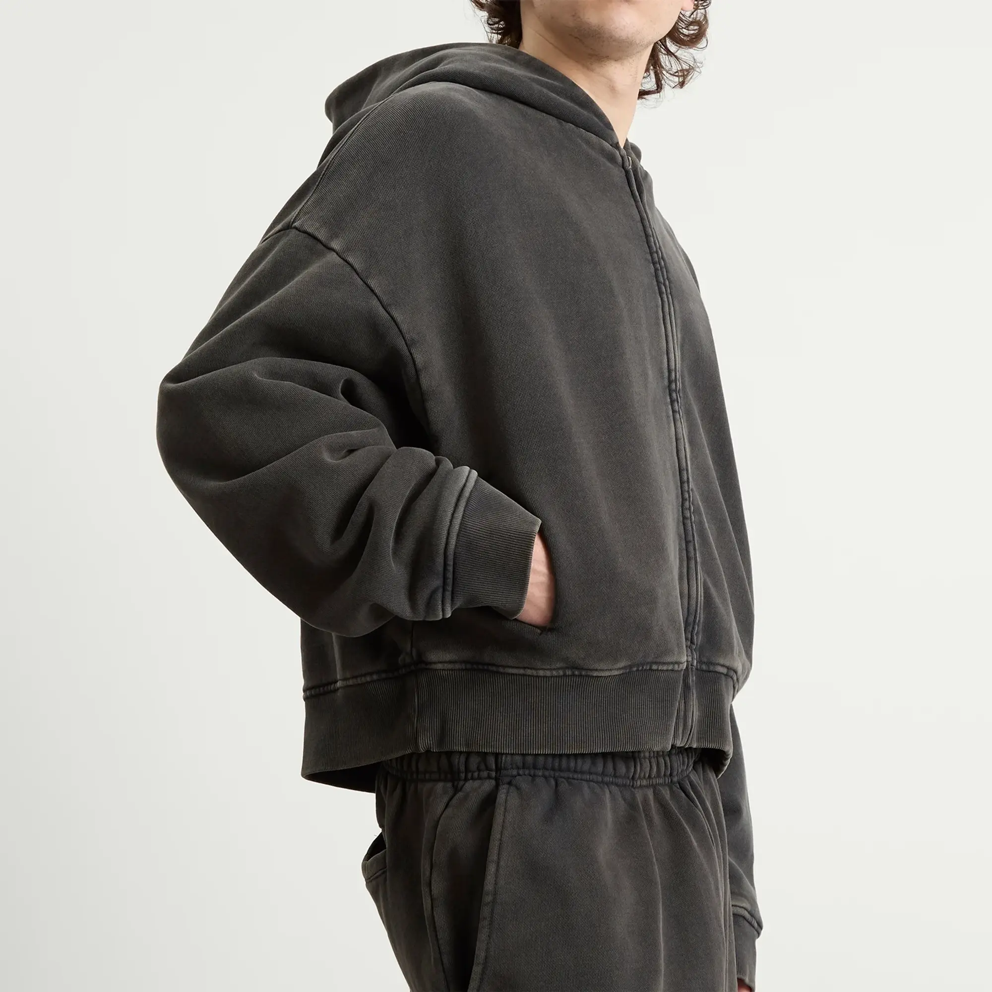Entire Studios Men's Thermal Waffle Hoodie Washedblack