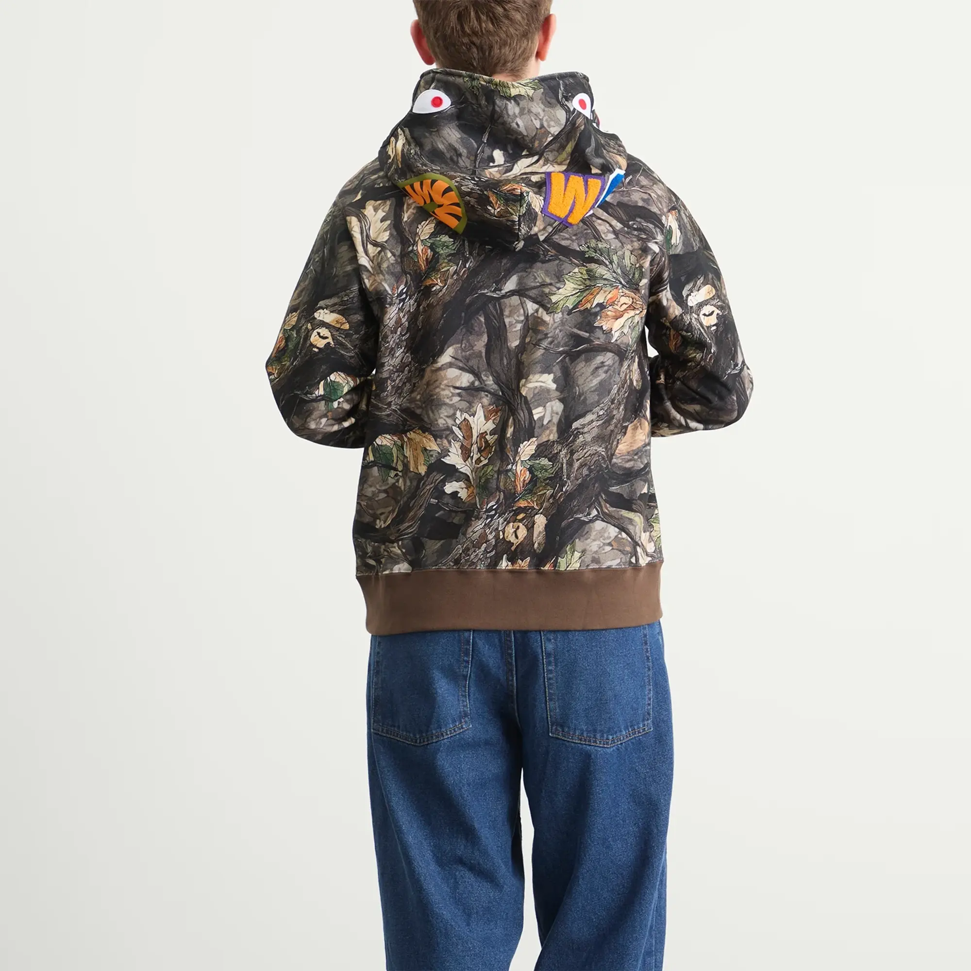 A Bathing Ape Men's Tree Edge Camo Shark Zip Hoodie Brown