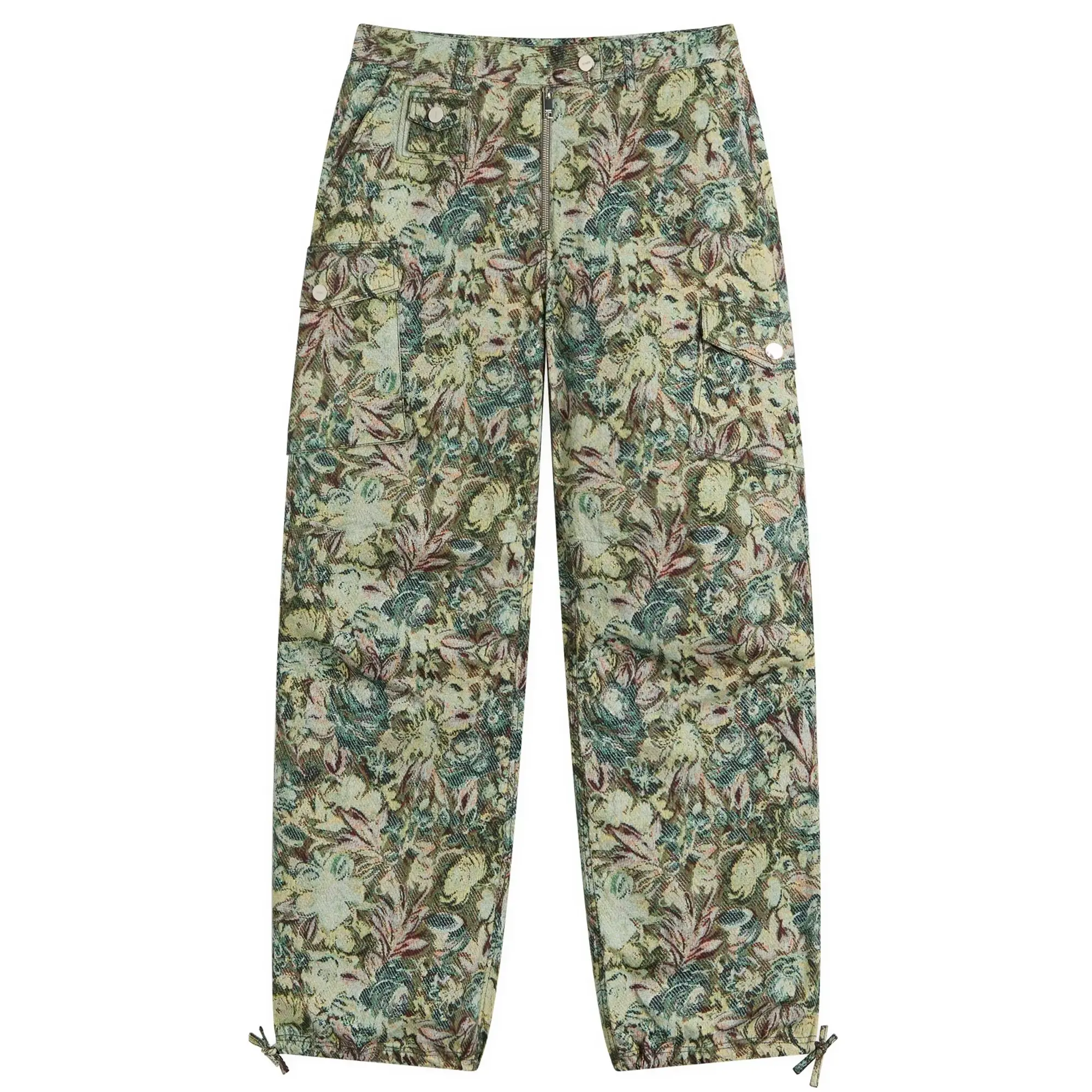 GANNI Women's Printed Stretched Cotton Pants Jadeite