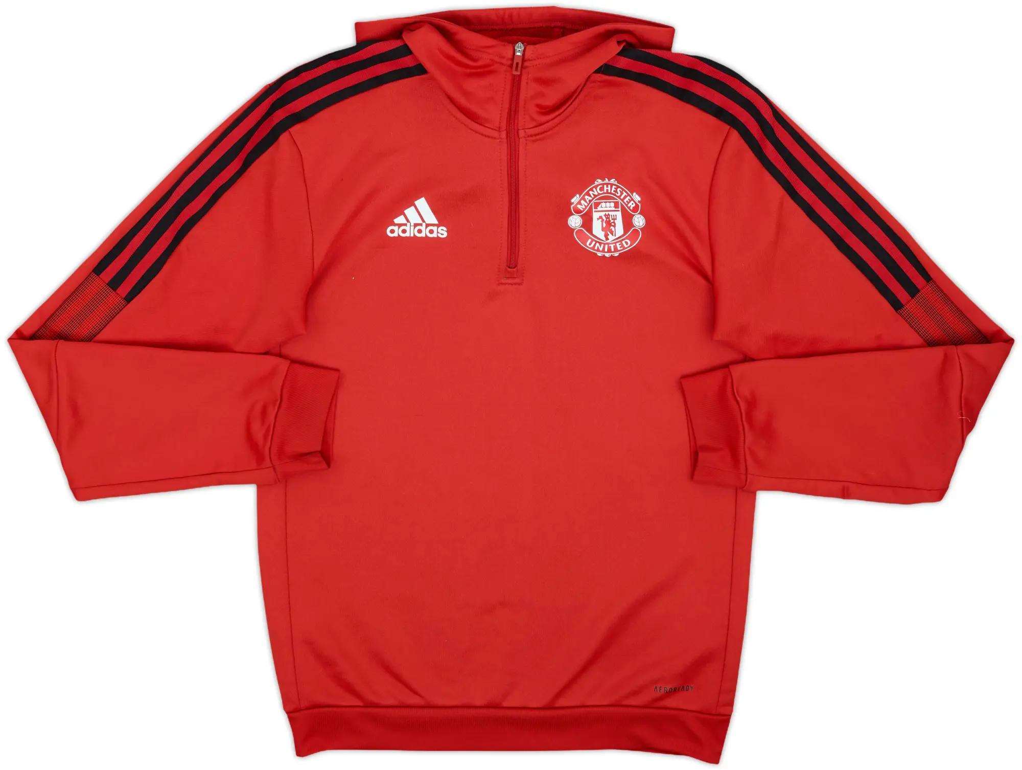 2021-22 Manchester United adidas 1/4 Zip Sweat Top - 9/10 - (XS)