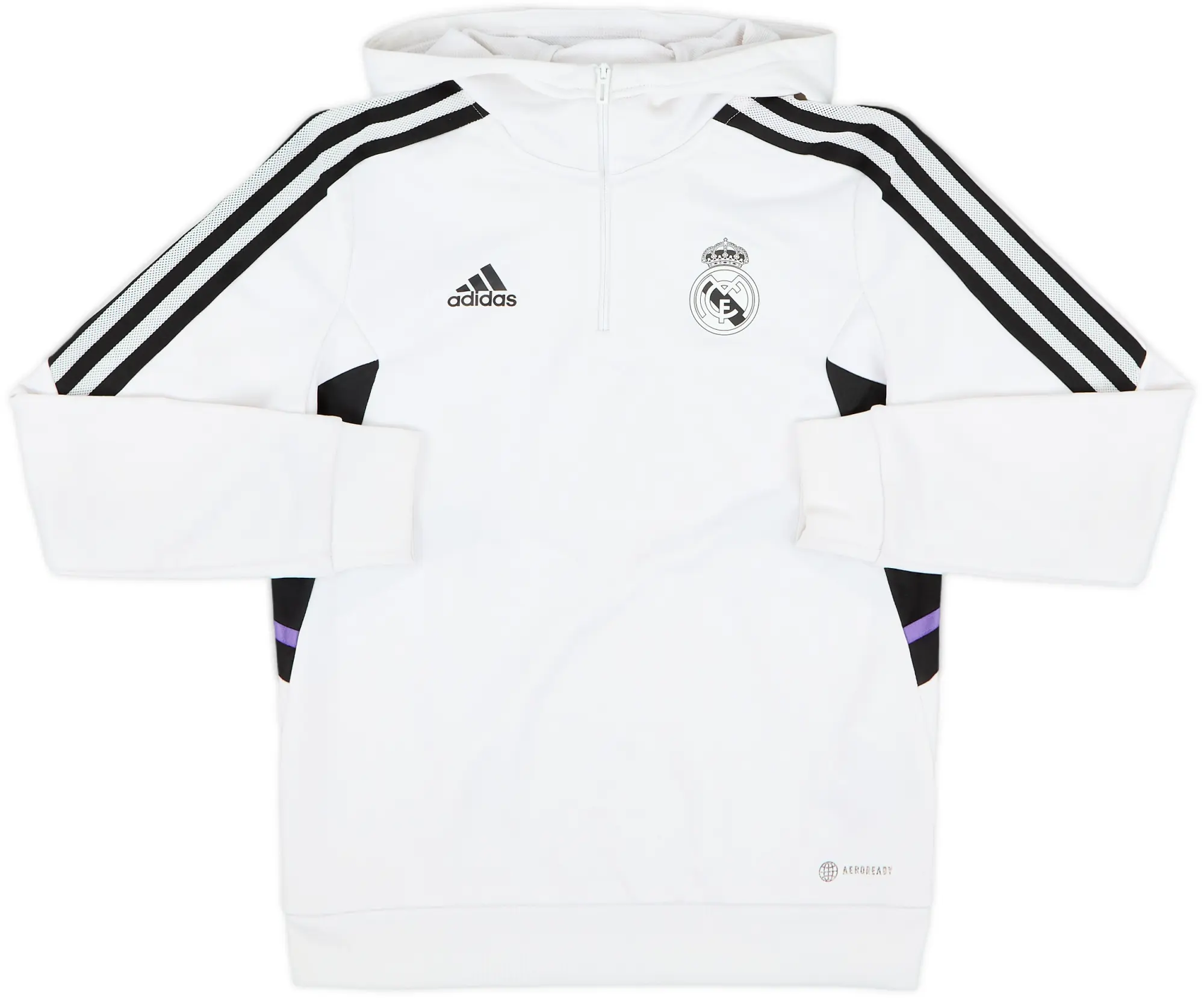 2022-23 Real Madrid adidas 1/4 Zip Hooded Drill Top - 7/10 - (M.Boys)