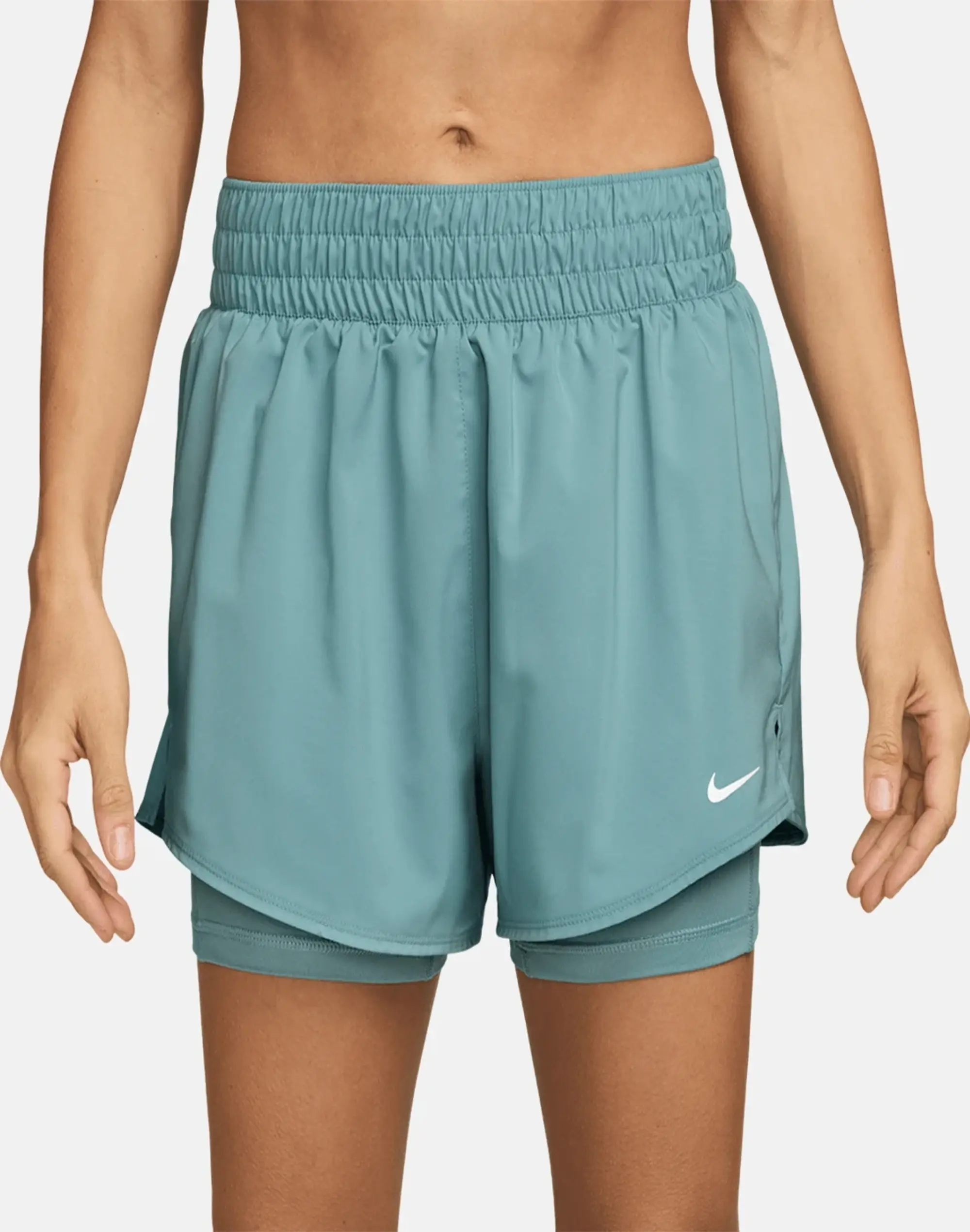 Women's Nike One 2-In-1 3in Shorts in Green/Silver 