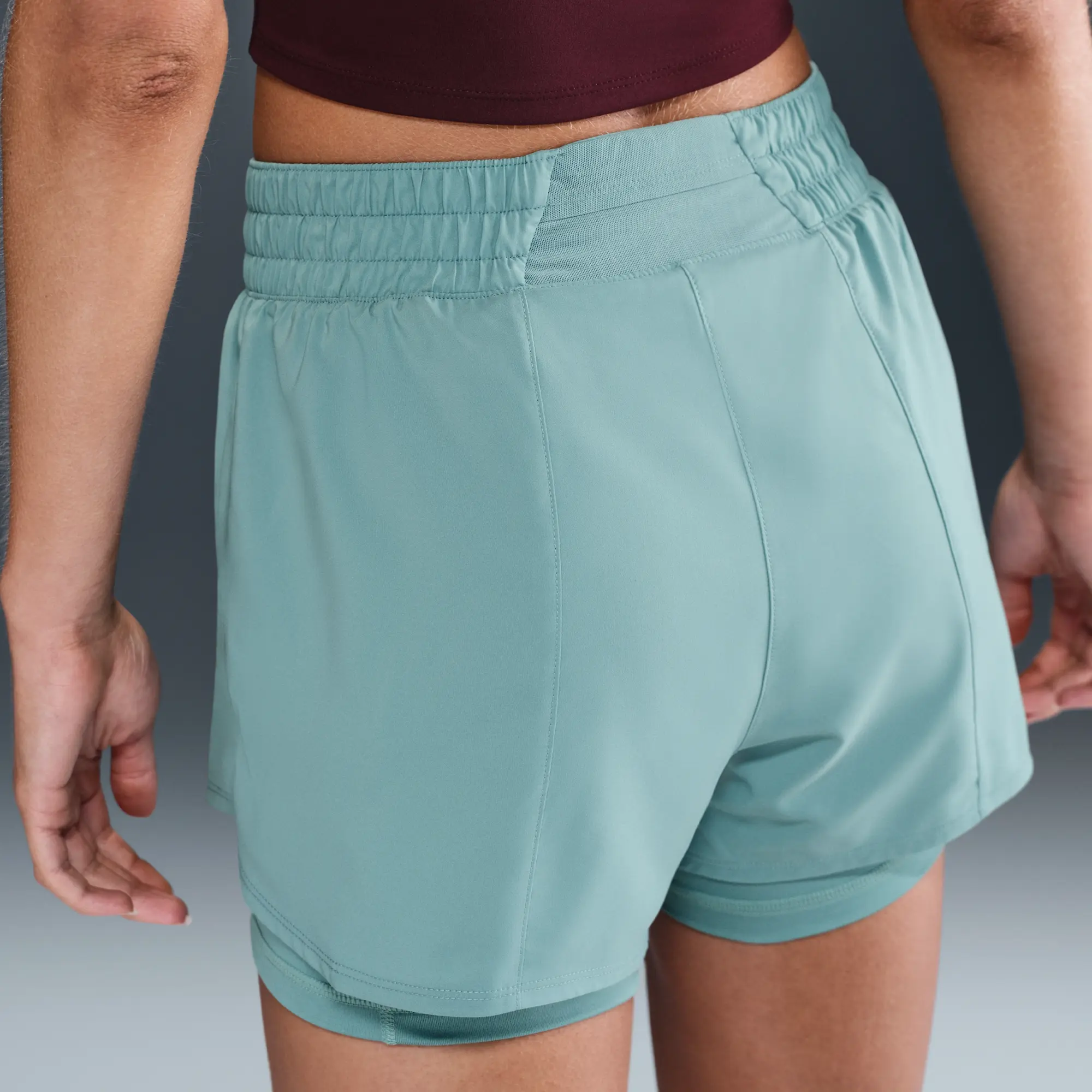 Nike One Women's Dri-FIT High-Waisted 8cm (approx.) 2-in-1 Shorts - Green - Polyester