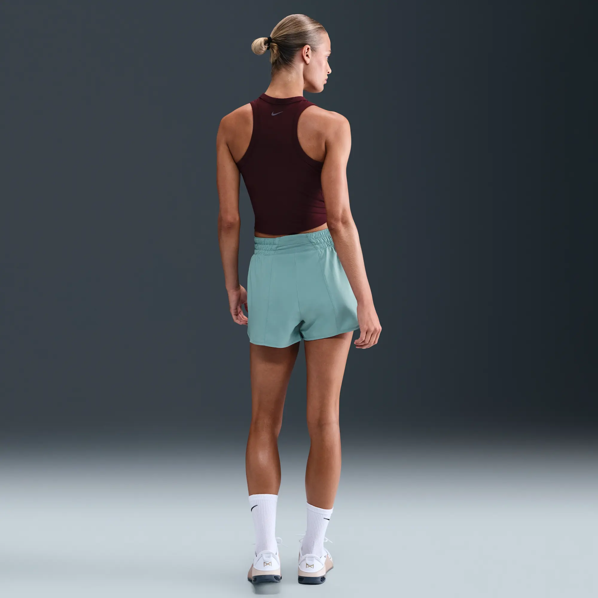 Nike One Women's Dri-FIT High-Waisted 8cm (approx.) 2-in-1 Shorts - Green - Polyester
