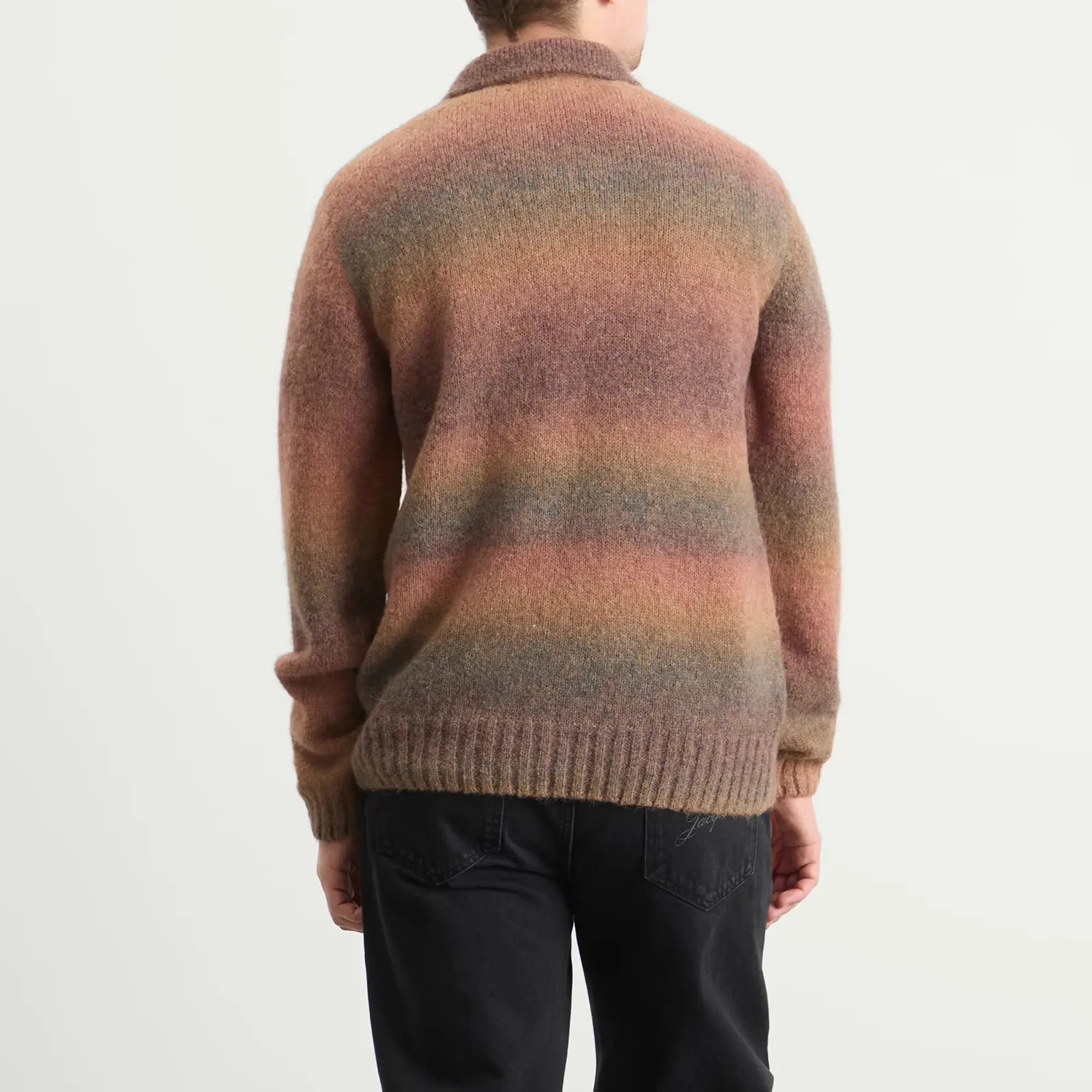 Palmes Men's Alpaca Long Sleeve Knit Polo Brown