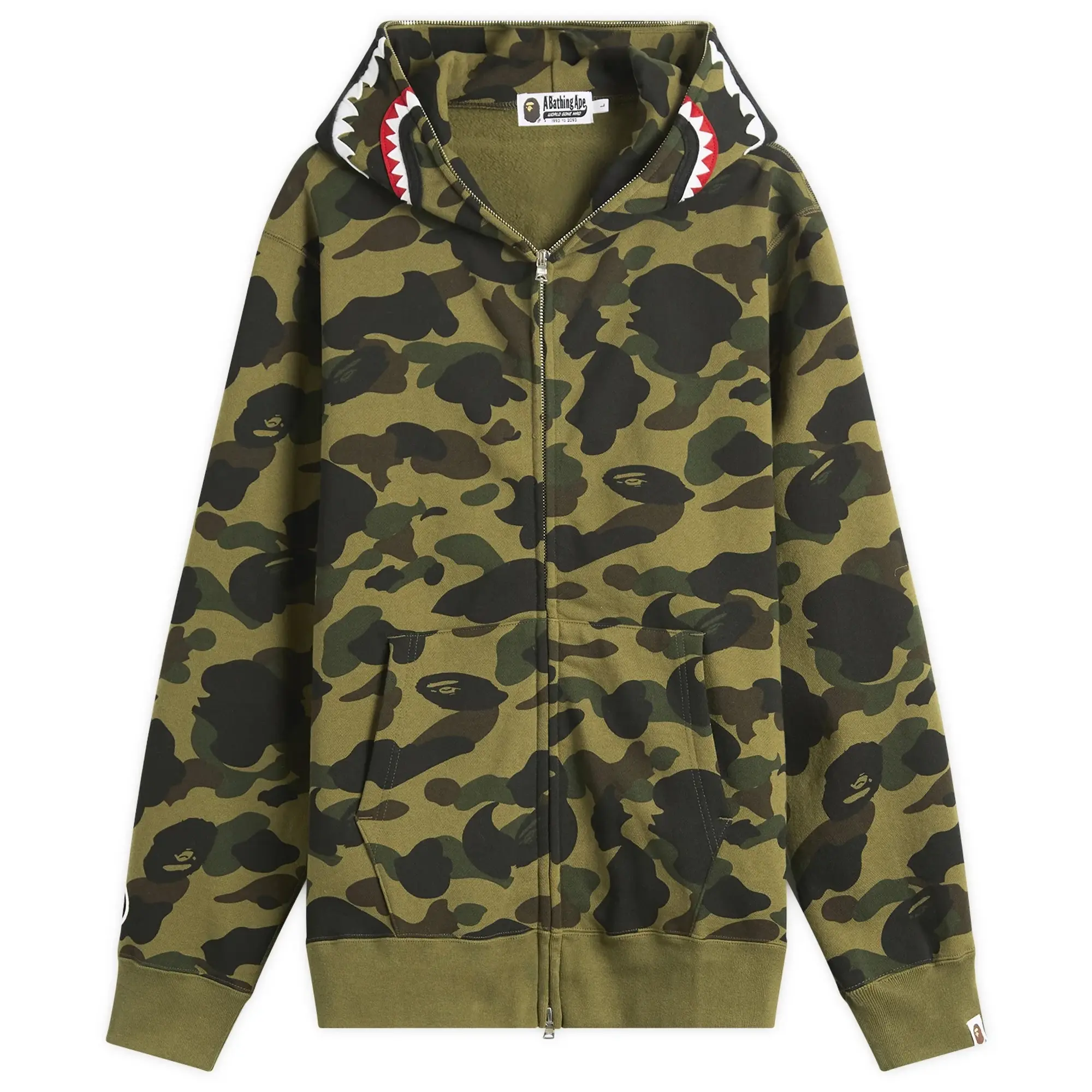 A Bathing Ape Men's 1st Camo Shark Zip Hoodie Green