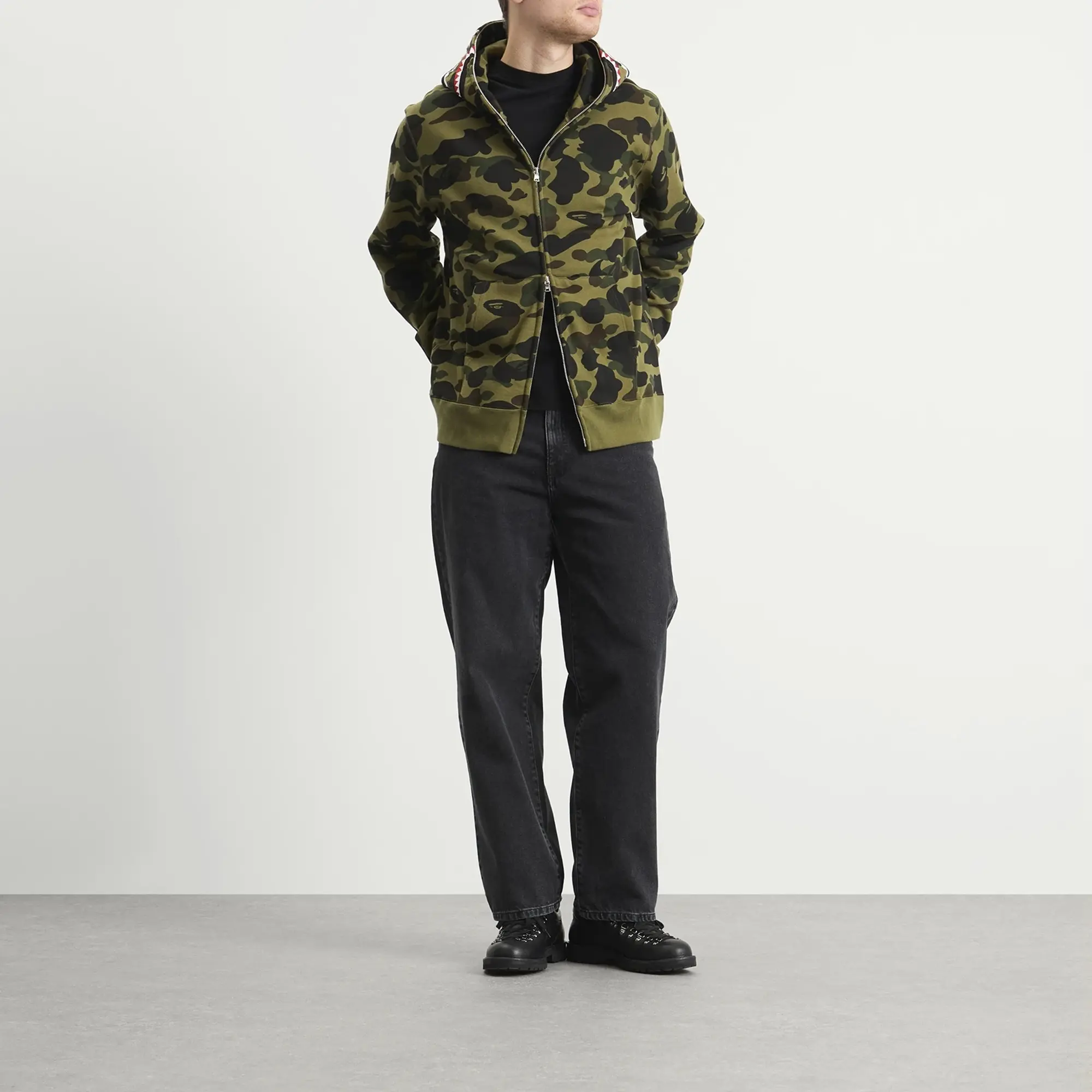 A Bathing Ape Men's 1st Camo Shark Zip Hoodie Green