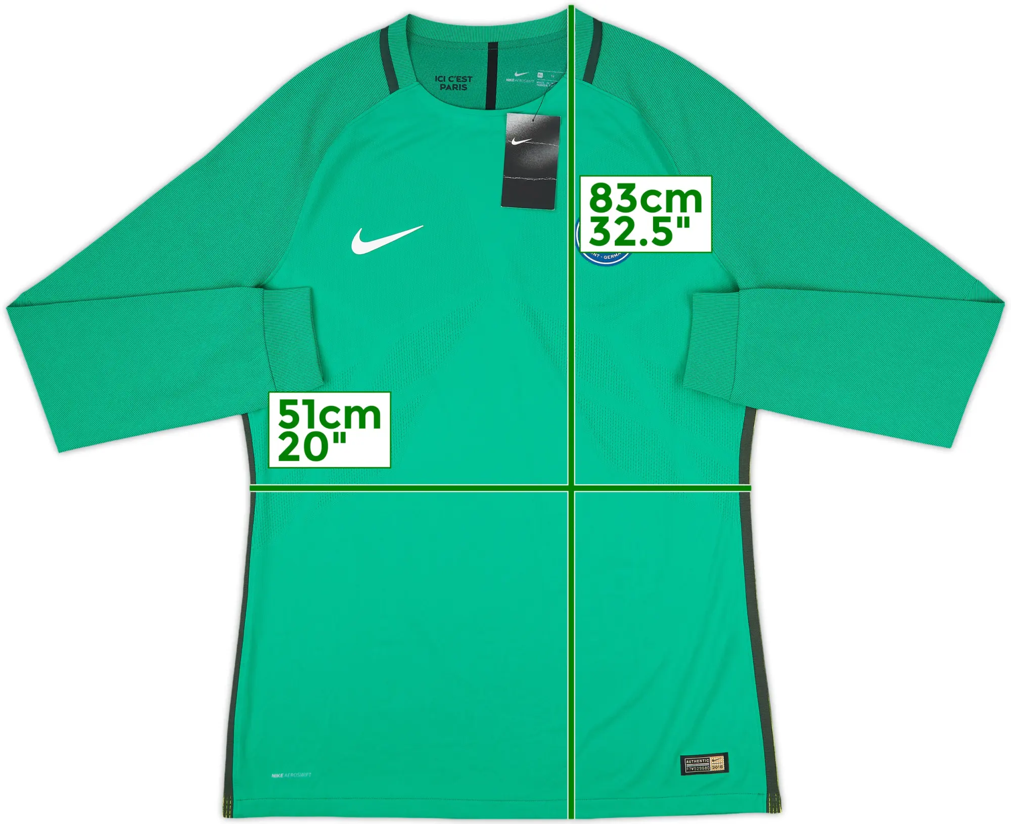 Nike Paris Saint Germain Mens LS Goalkeeper Player Issue Home Shirt 2016/17