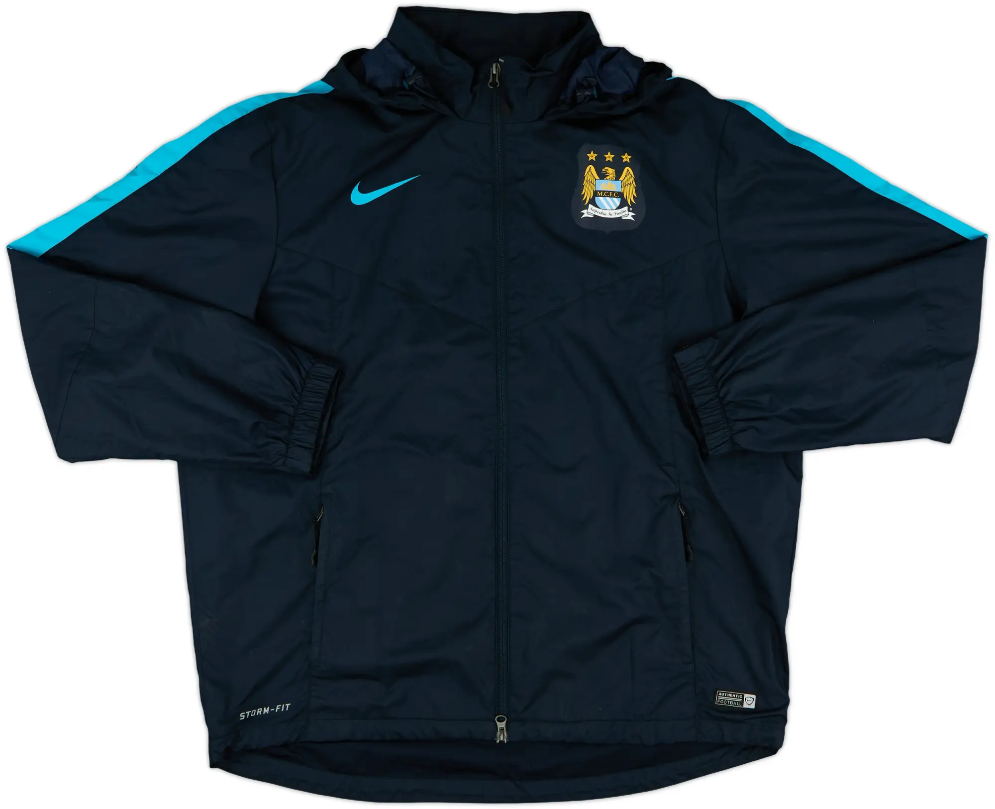 2015-16 Manchester City Nike Hooded Rain Jacket - 9/10 - (XL)