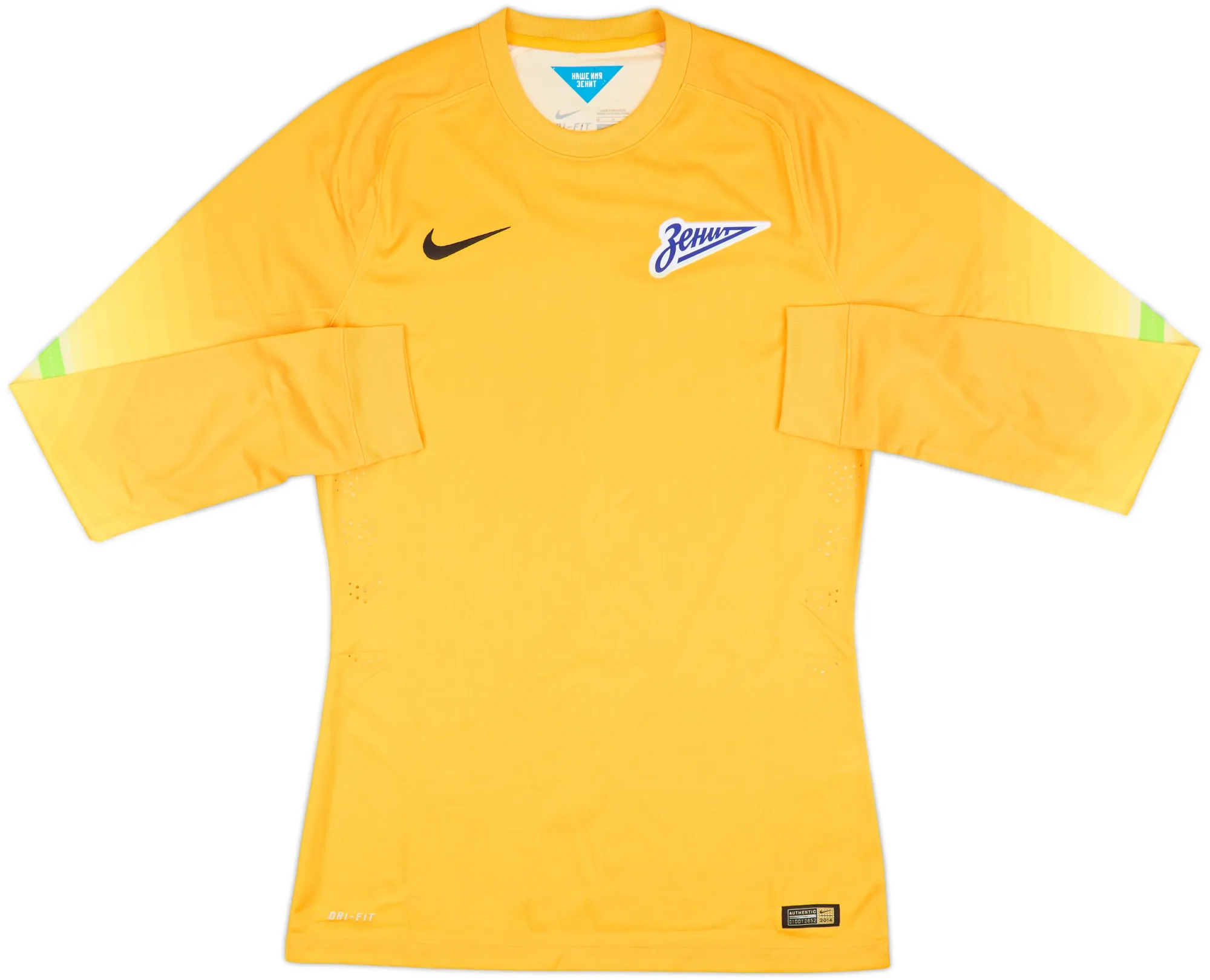 Nike Zenit Saint Petersburg Mens LS Goalkeeper Player Issue Home Shirt 2014/15