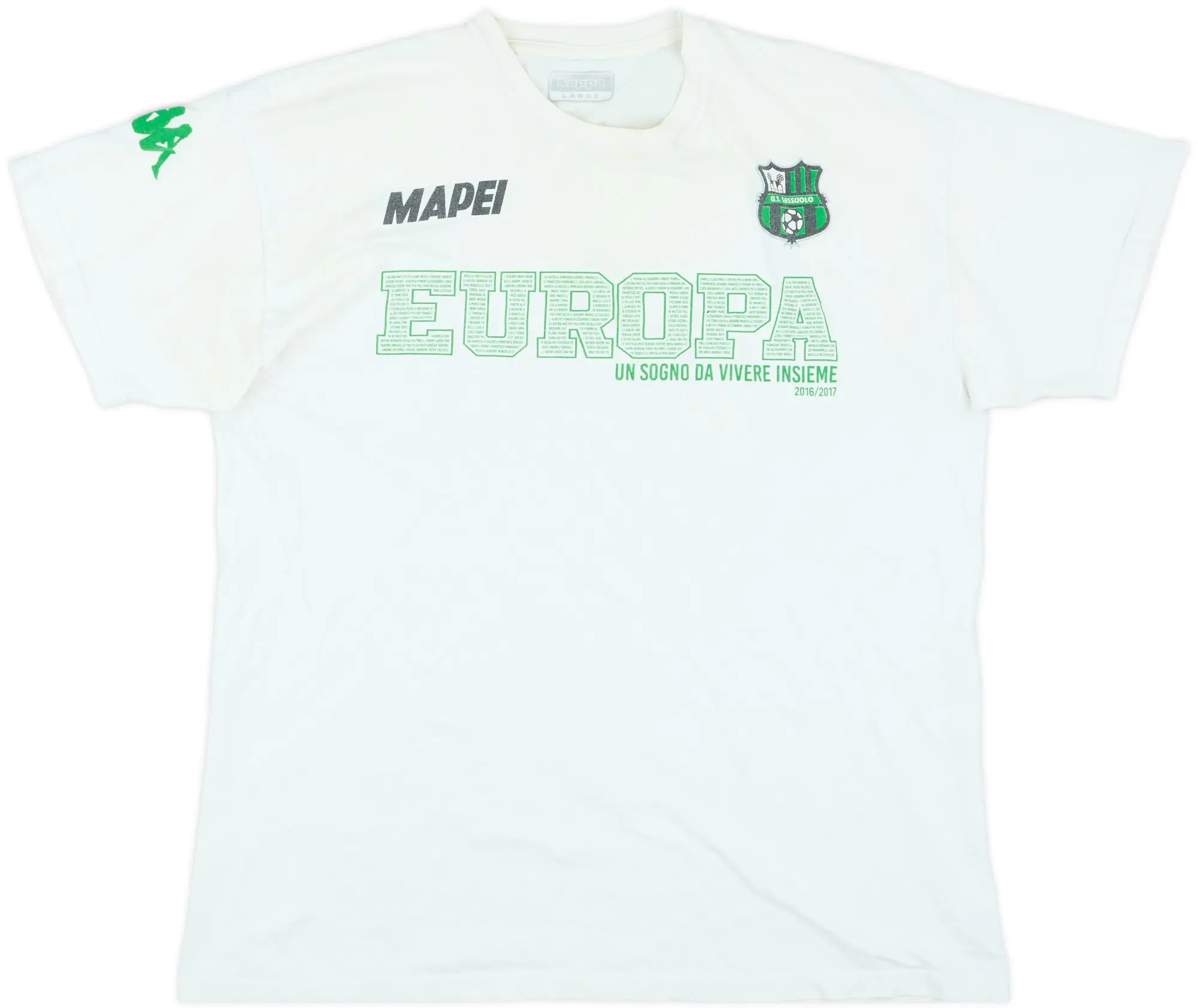 2016-17 Sassuolo 'Europa' Kappa Cotton Tee - 6/10 - (L)