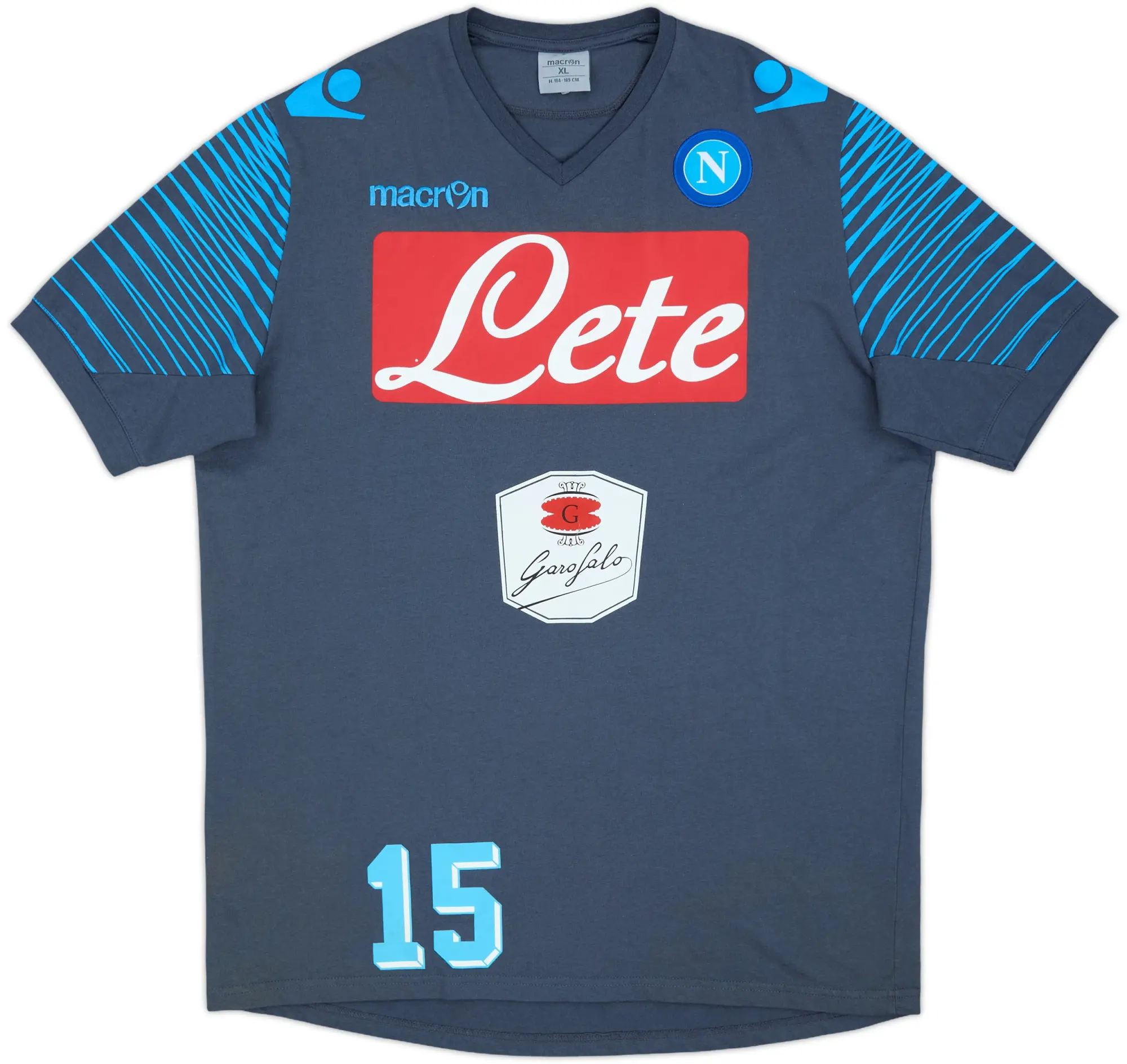 2014-15 Napoli Macron Player Issue Cotton Tee #15 - 7/10 - (XL)