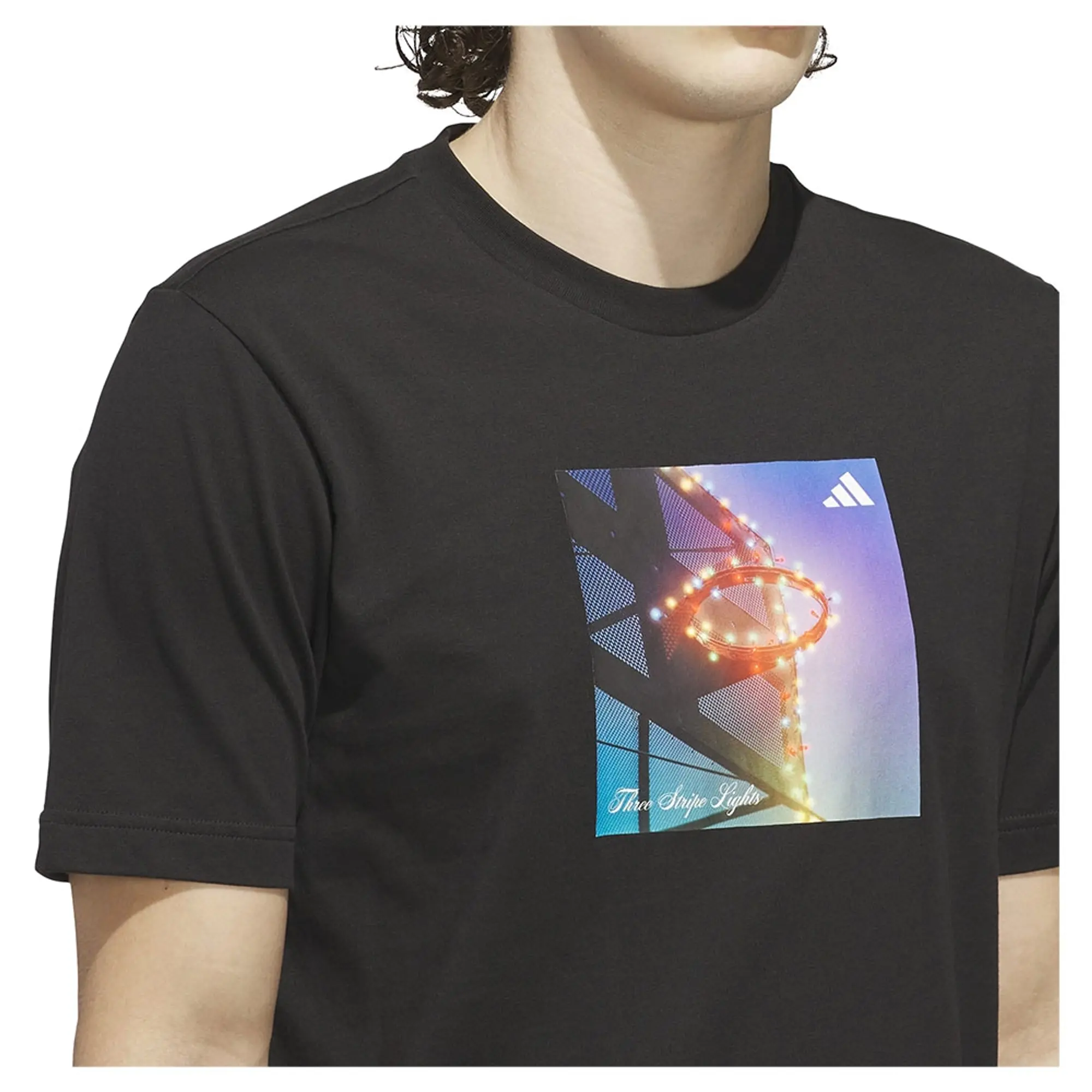 Adidas 3 Stripes Lights Hoops Graphic Short Sleeve T-shirt