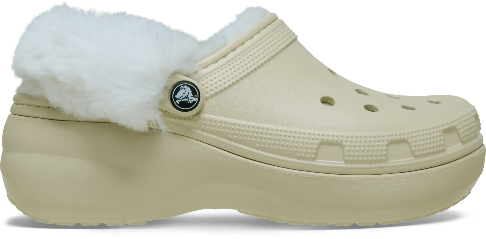 Crocs | Women | Classic Platform Fuzz Lined | Clogs | Bone | 3