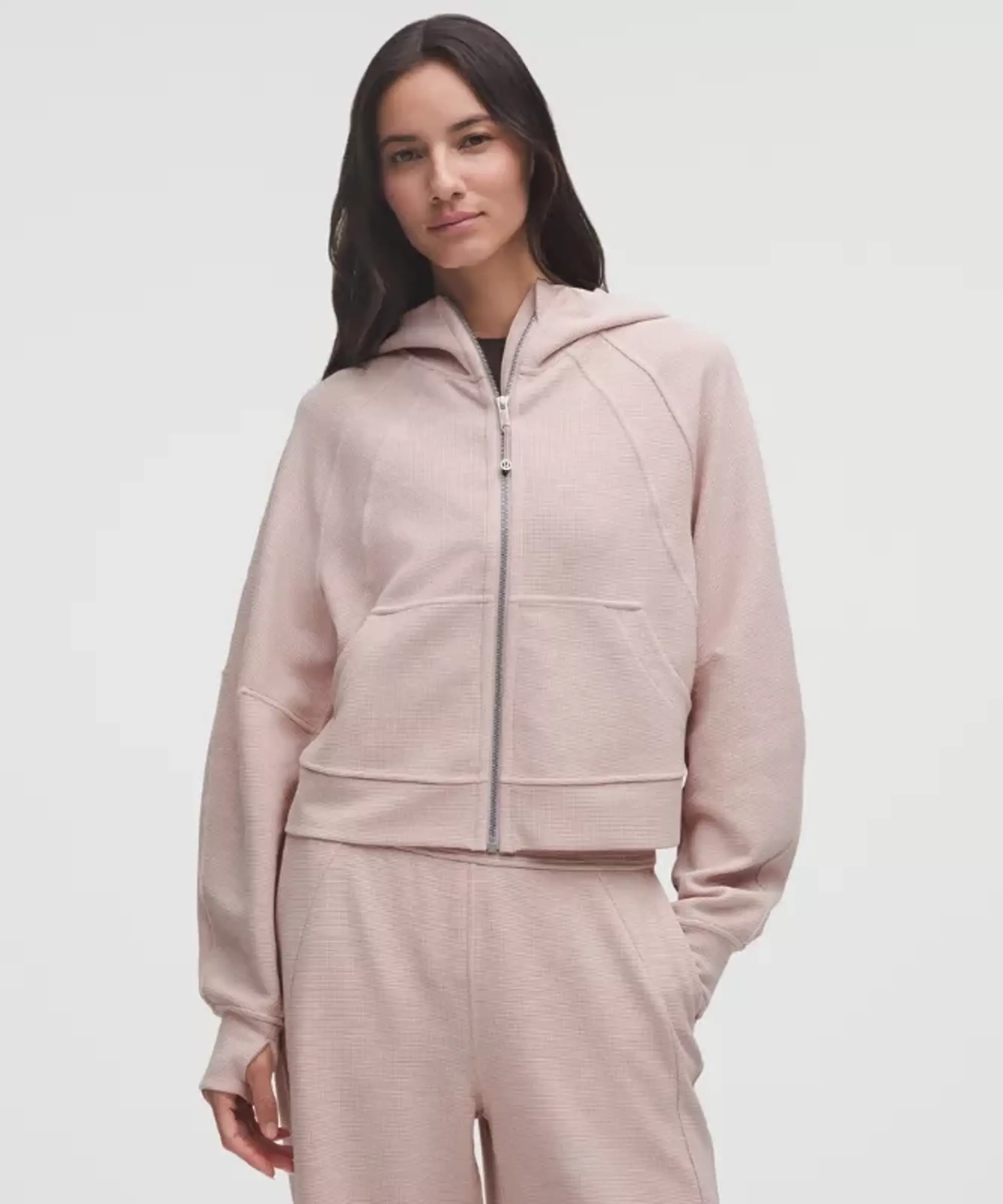 lululemon – Women's Scuba Oversized Full-Zip Hoodie Waffle – Color Pink – Size Medium/Large
