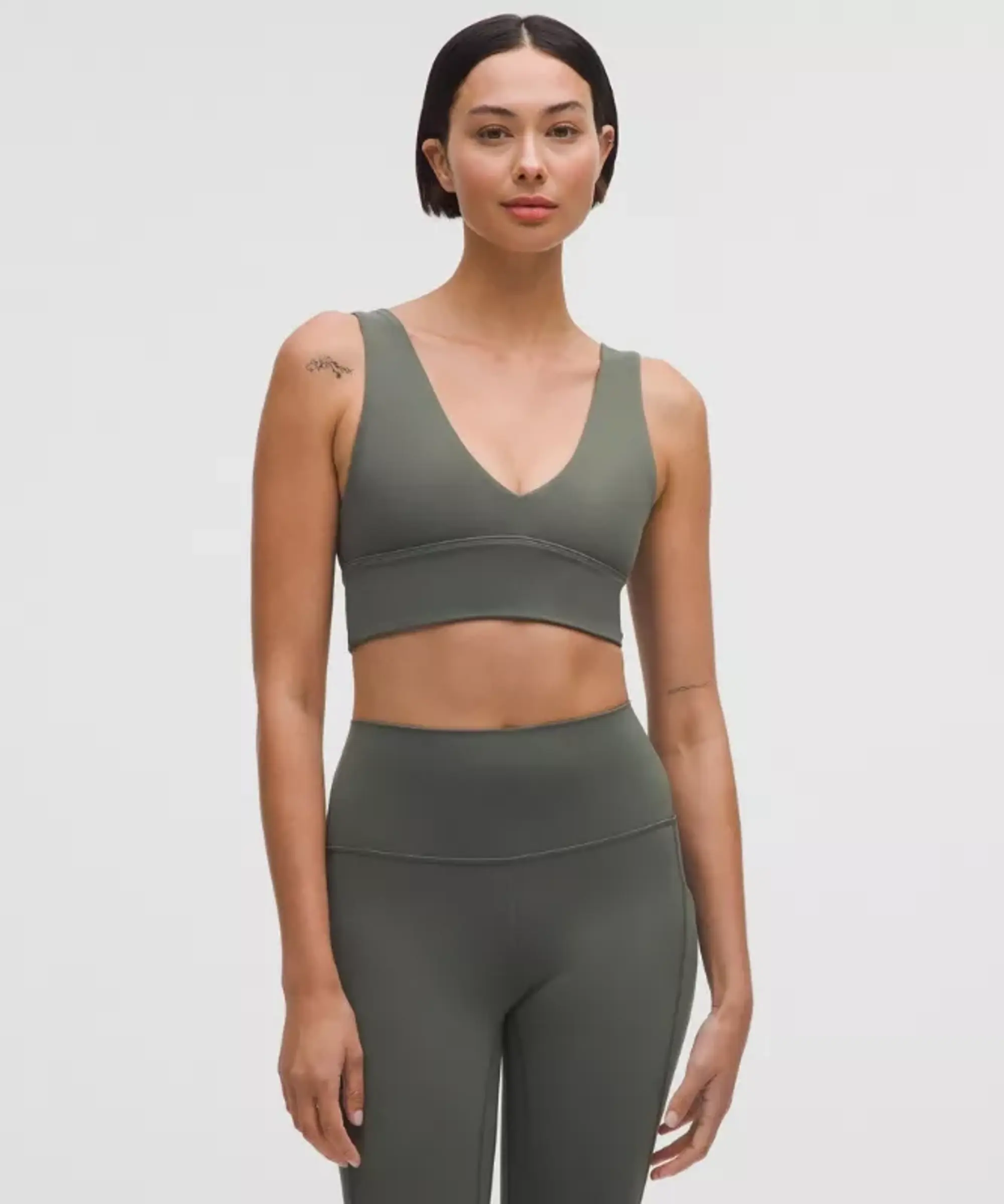 lululemon – Women's Align V-Neck Sports Bra Light Support, A/B Cup – Color Green – Size 10