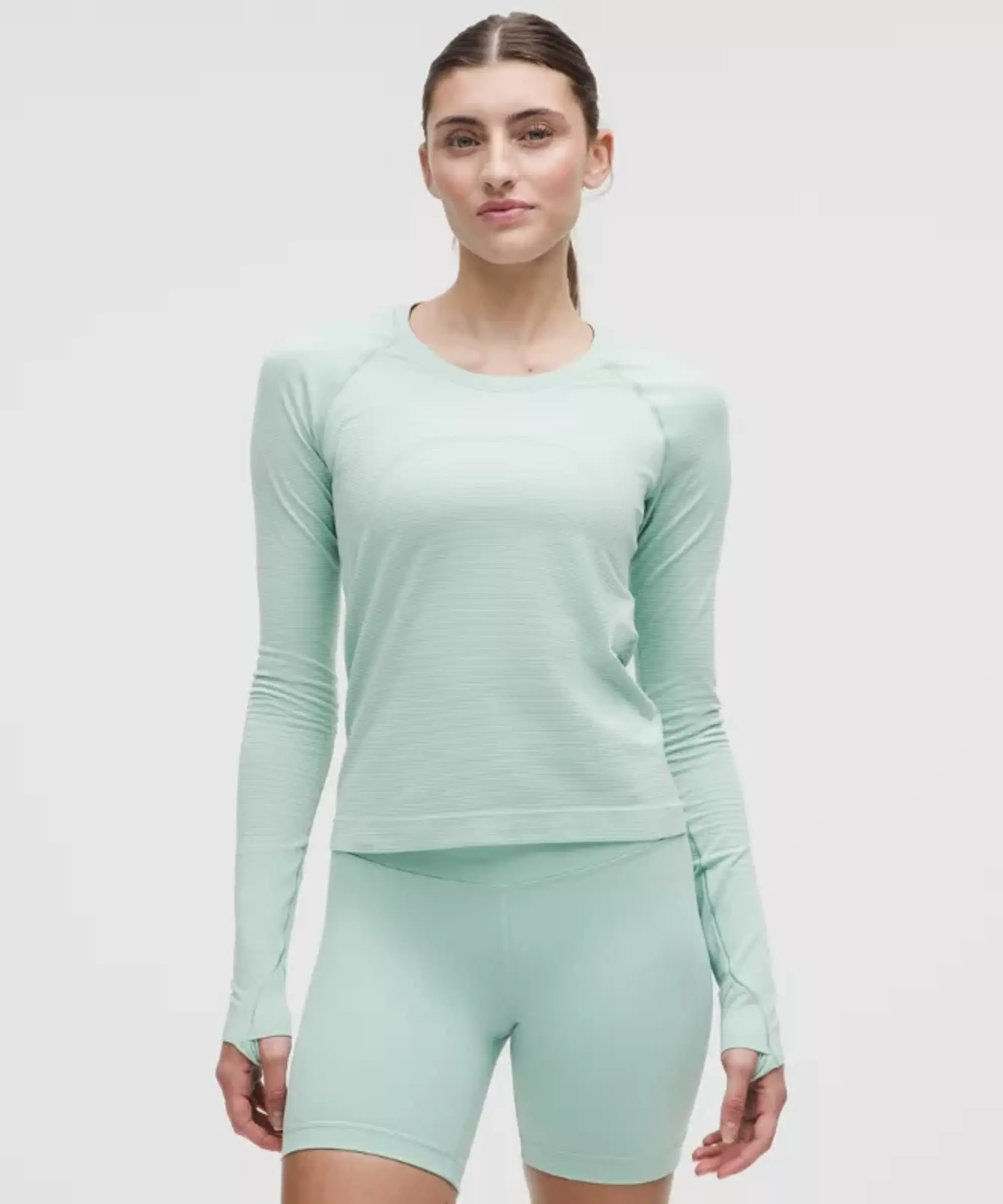 lululemon – Women's Swiftly Tech Long-Sleeve Shirt 2.0 Waist Length – Color White/Green/Pastel – Size 0