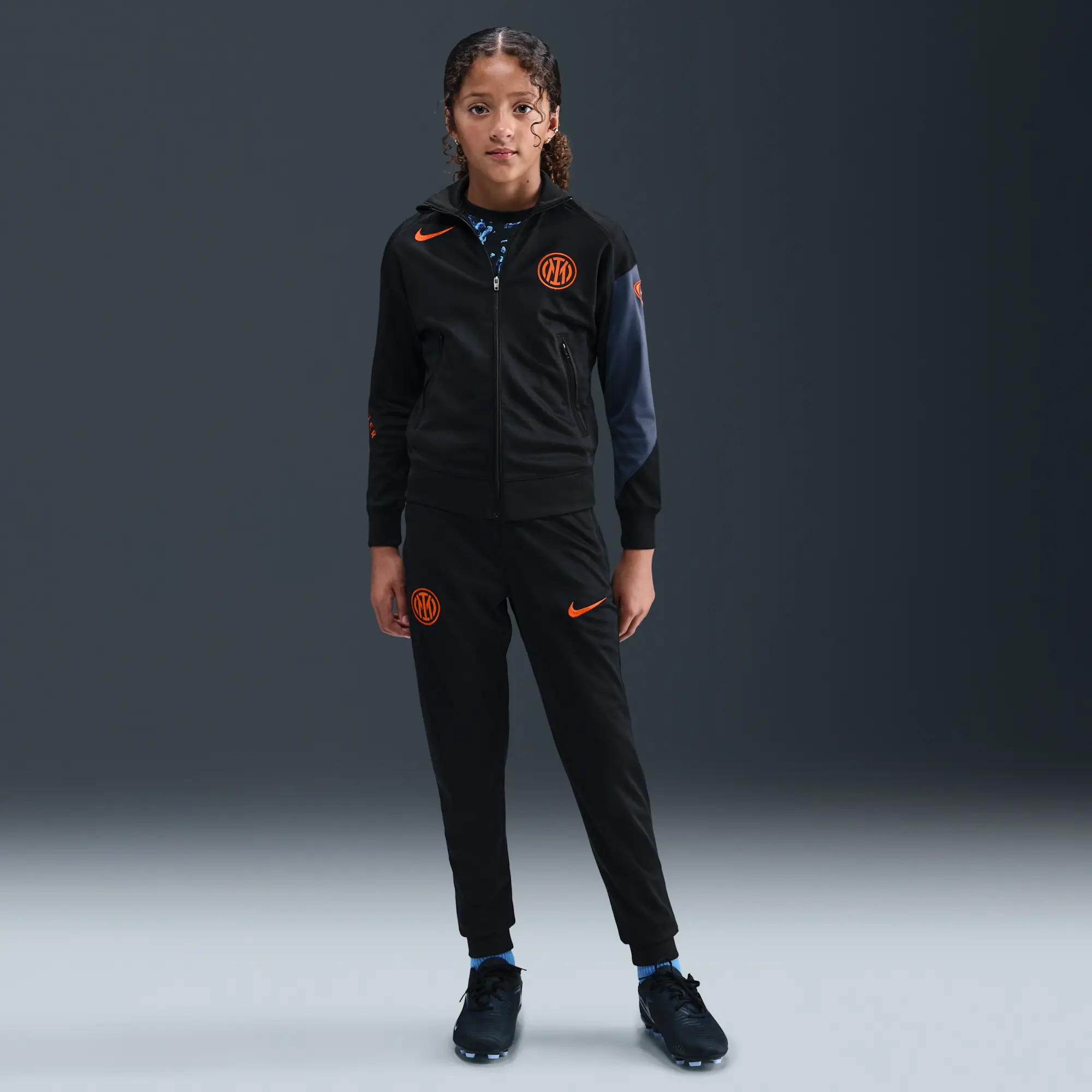 Inter Milan Strike Third Older Kids' Nike Dri-FIT Total 90 Football Knit Tracksuit - Black - Polyester