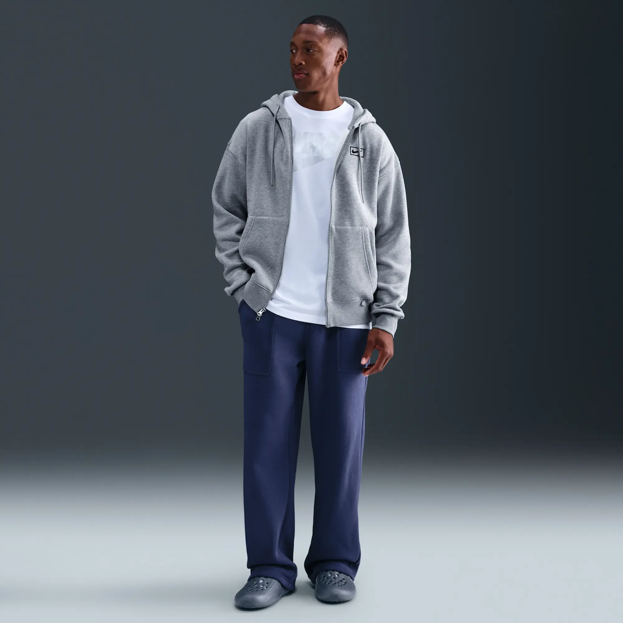 Nike Sportswear Men's Full-Zip Hoodie - Grey - Cotton/Polyester