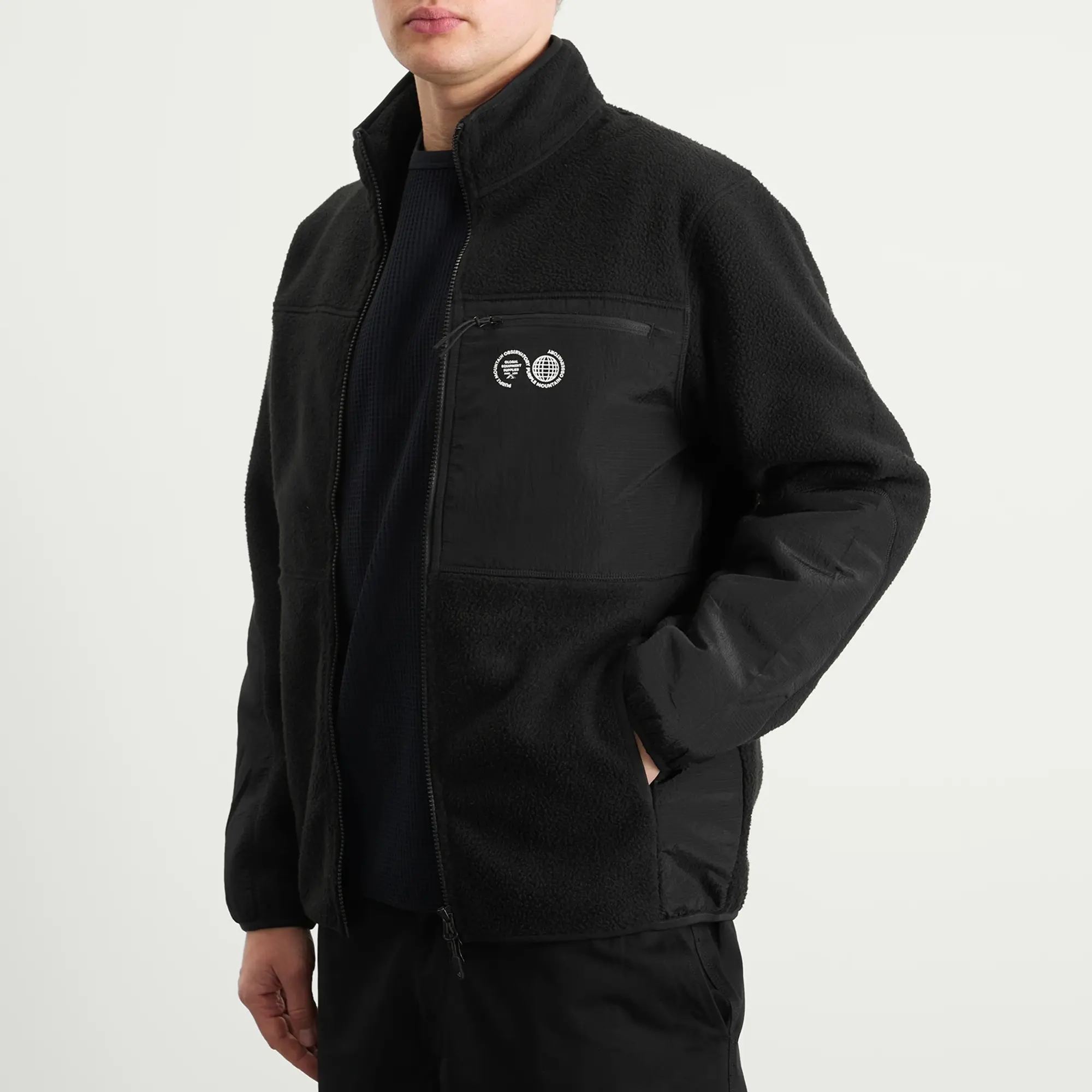 Purple Mountain Observatory Men's Borg Sherpa Fleece Jacket Black