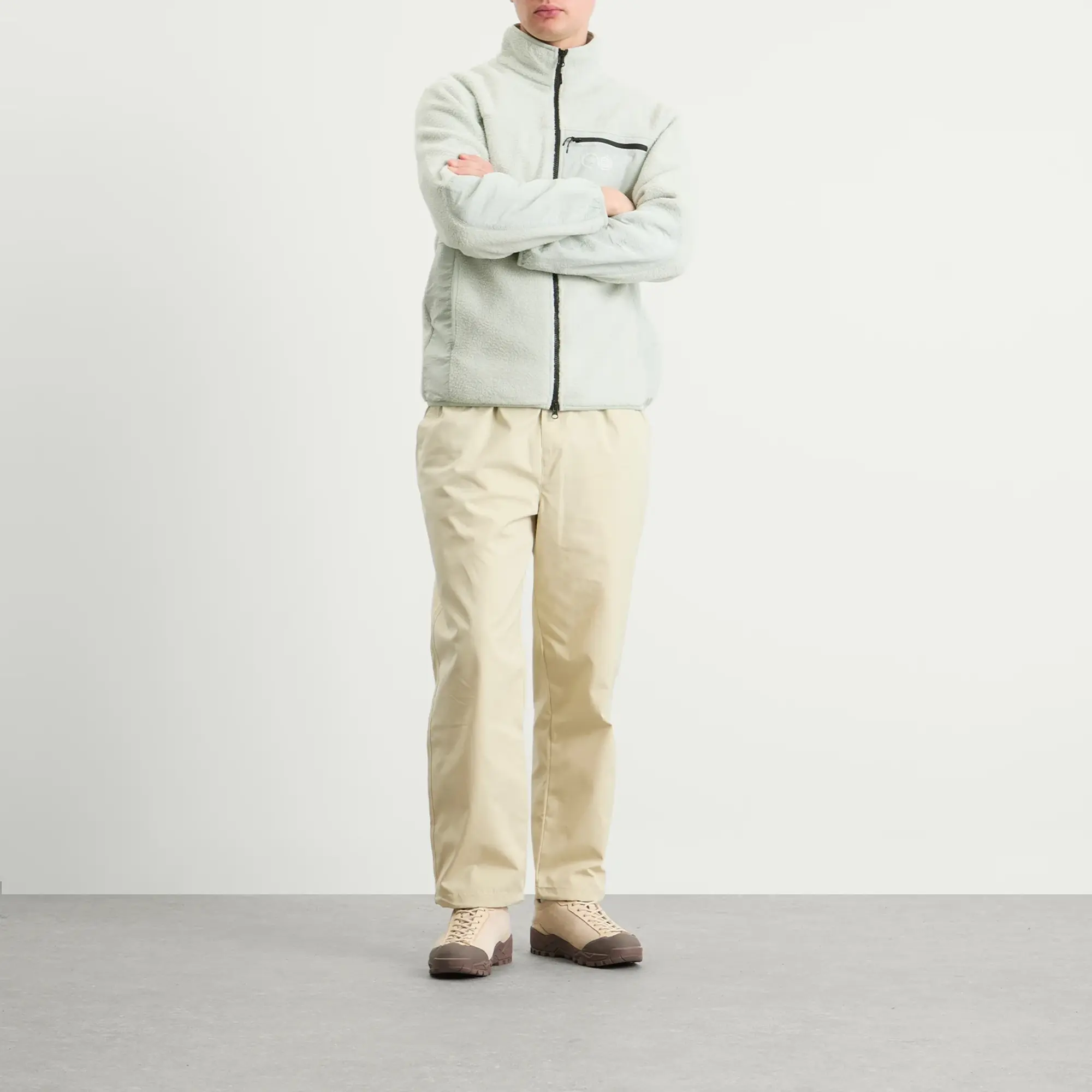 Purple Mountain Observatory Men's Borg Sherpa Fleece Jacket Light Grey