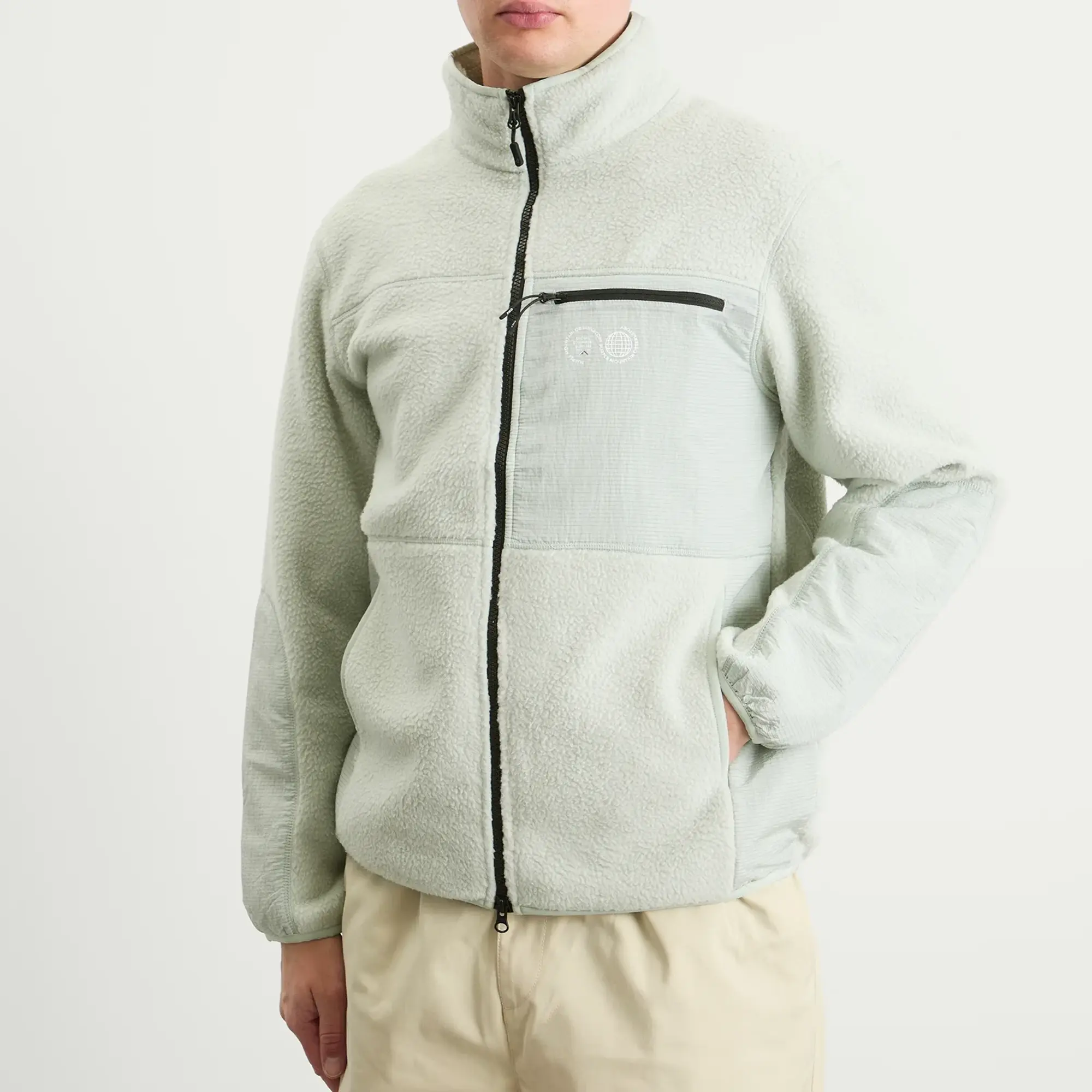 Purple Mountain Observatory Men's Borg Sherpa Fleece Jacket Light Grey
