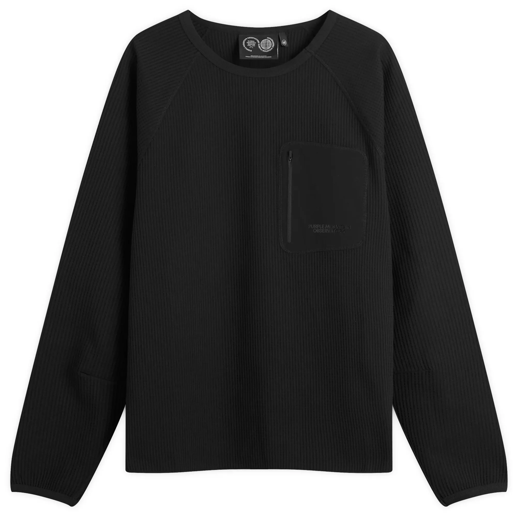 Purple Mountain Observatory Men's Waffle LS Pocket T-Shirt Black