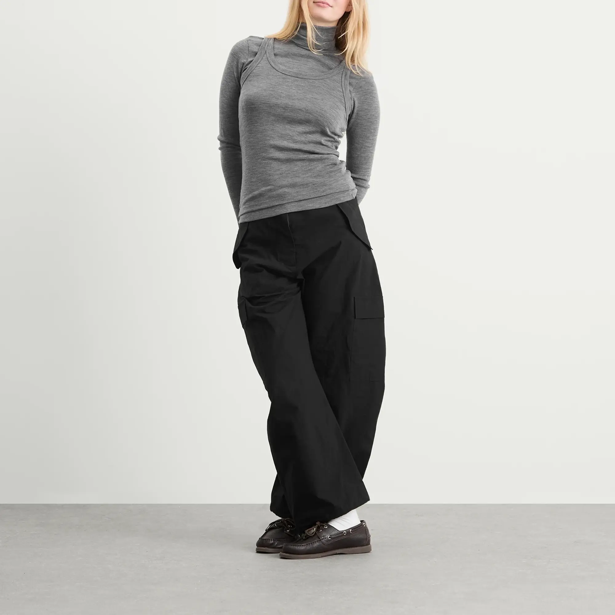 Róhe Women's Double-Layer Merino Jersey Style Mid Grey Melange
