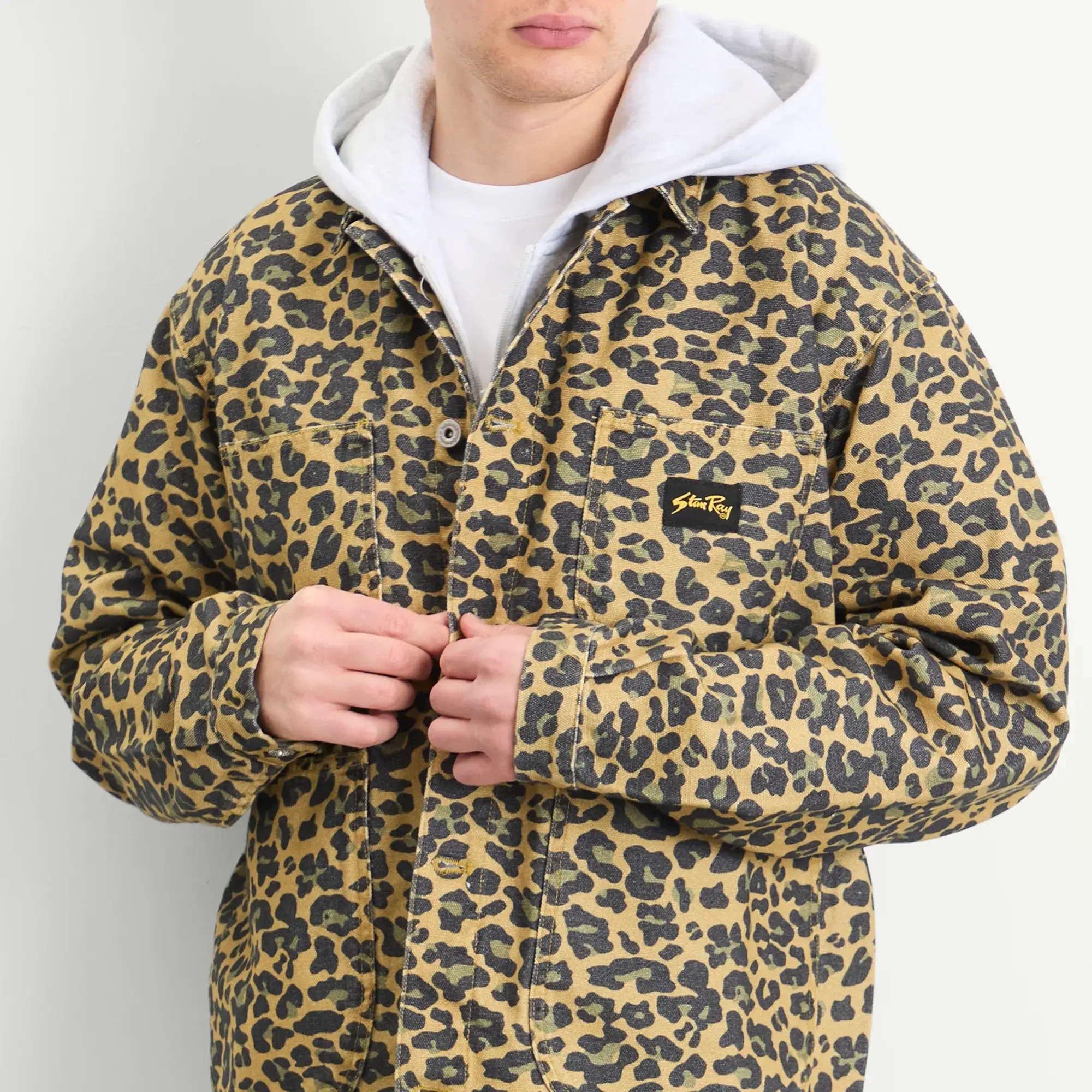 Stan Ray Men's Coverall Jacket Washed Leopard Camo Duck