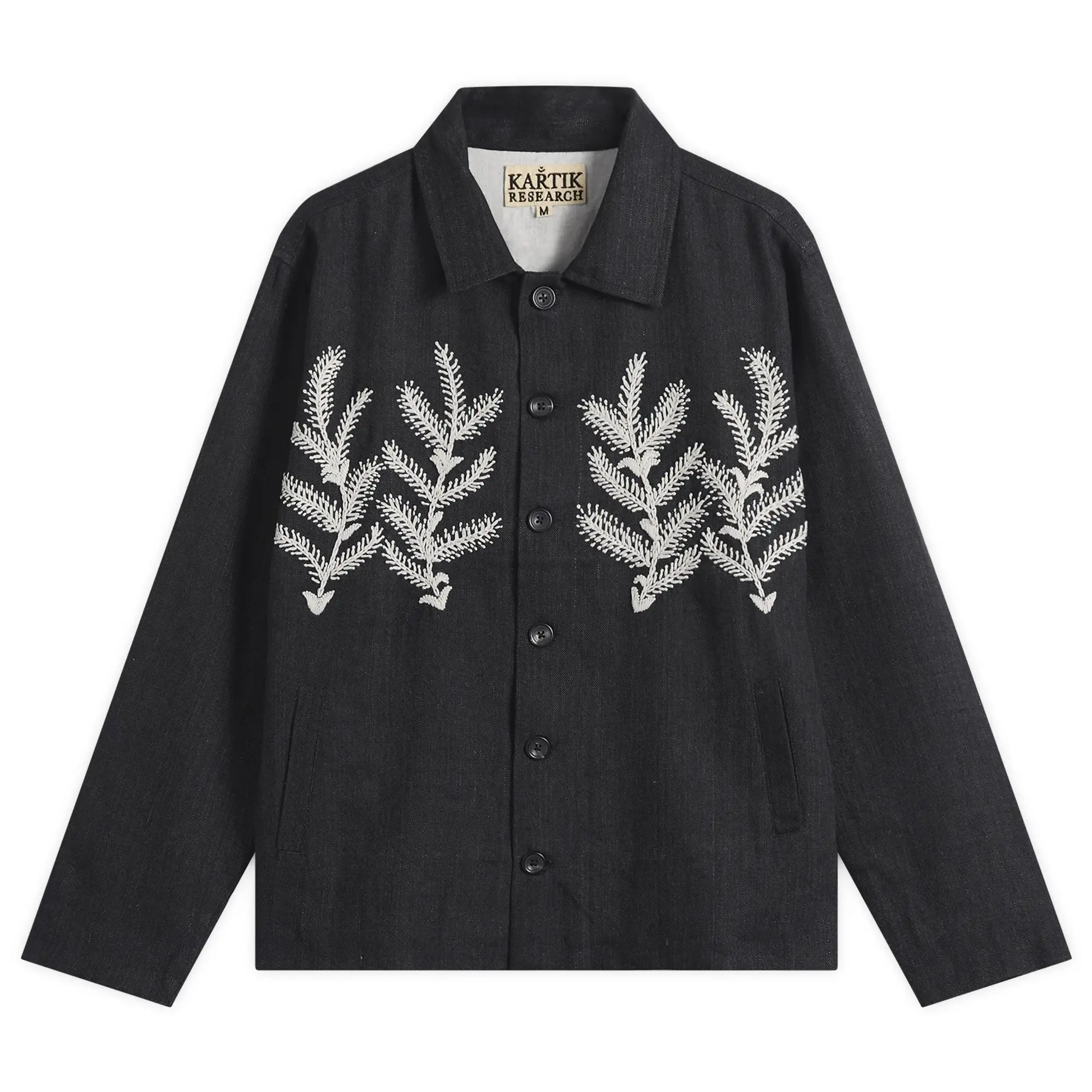 Kartik Research Men's Block Print Boxy Jacket Charcoal/Ecru
