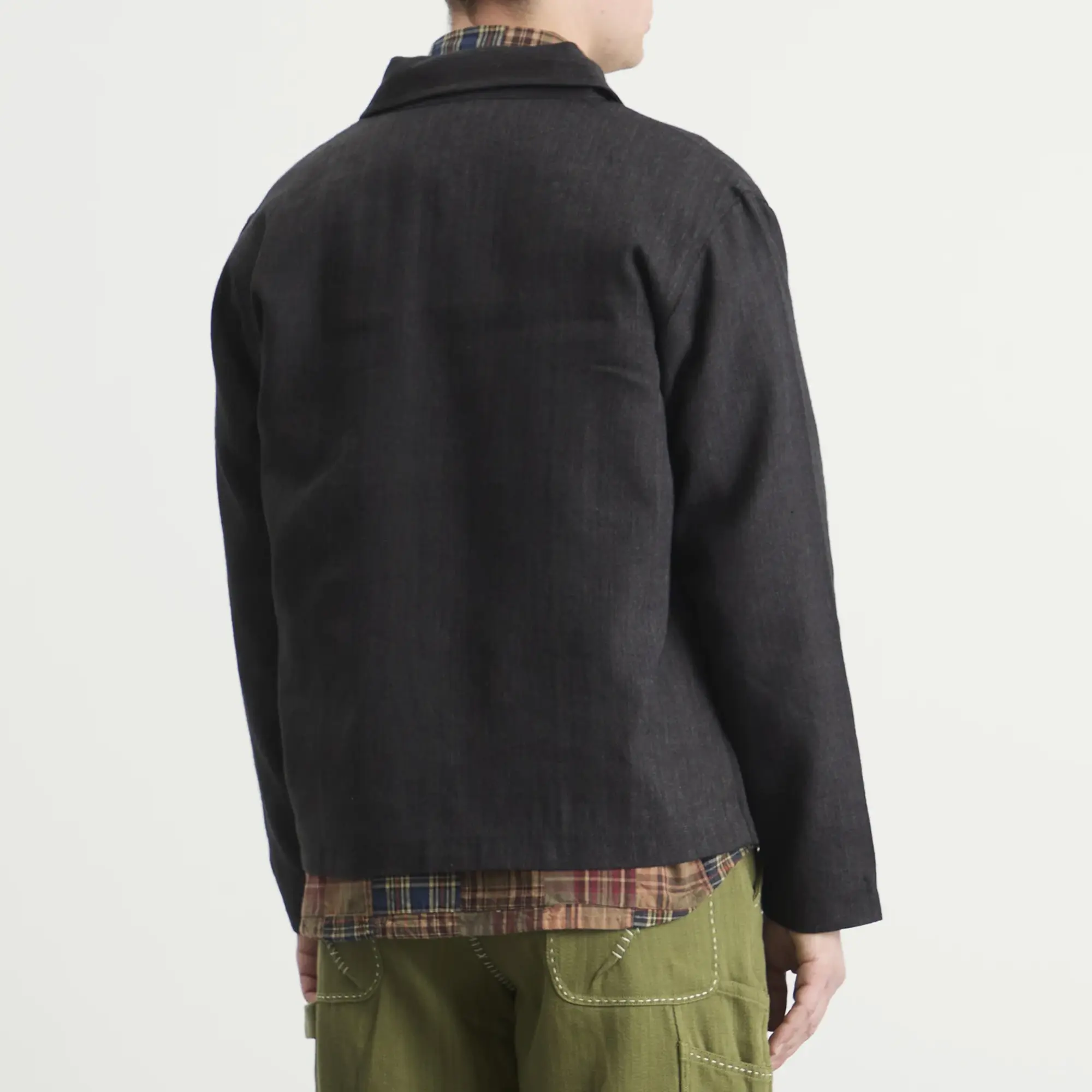 Kartik Research Men's Block Print Boxy Jacket Charcoal/Ecru