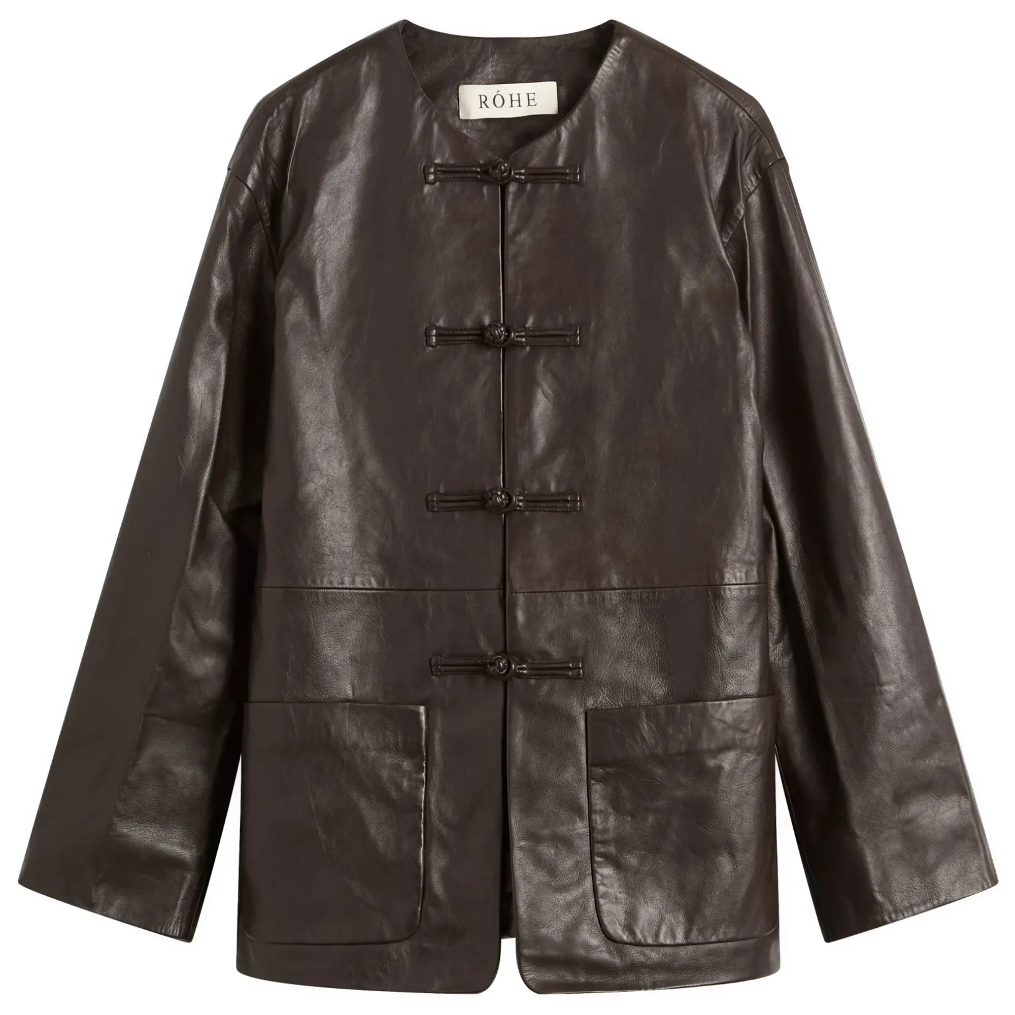 Róhe Women's Mandarin Leather Jacket Mahogany