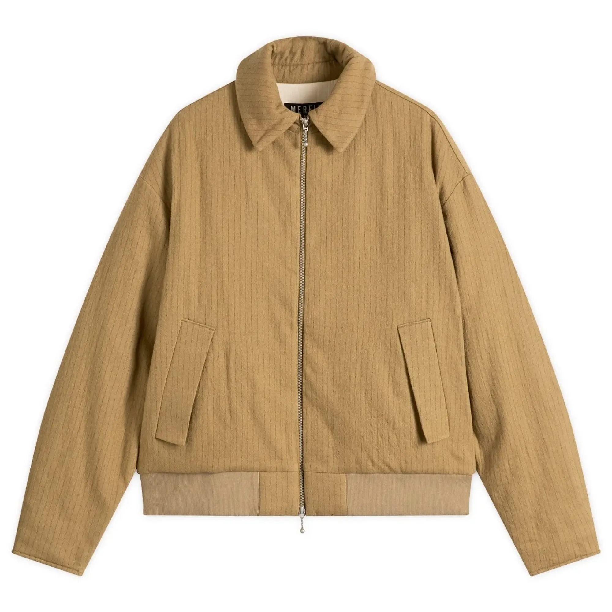 Merely Made Men's Wool Stripe Bomber Jacket Brown
