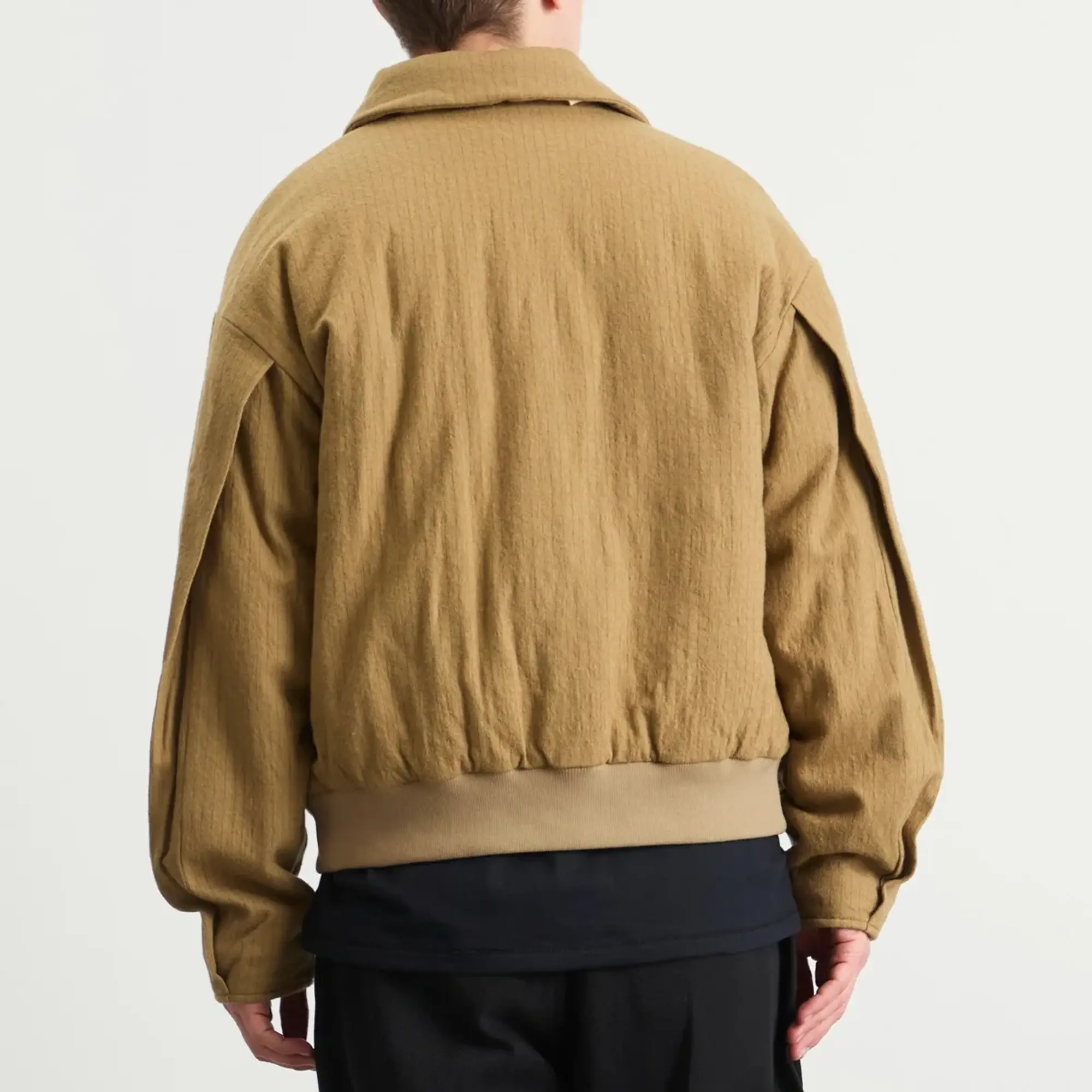Merely Made Men's Wool Stripe Bomber Jacket Brown