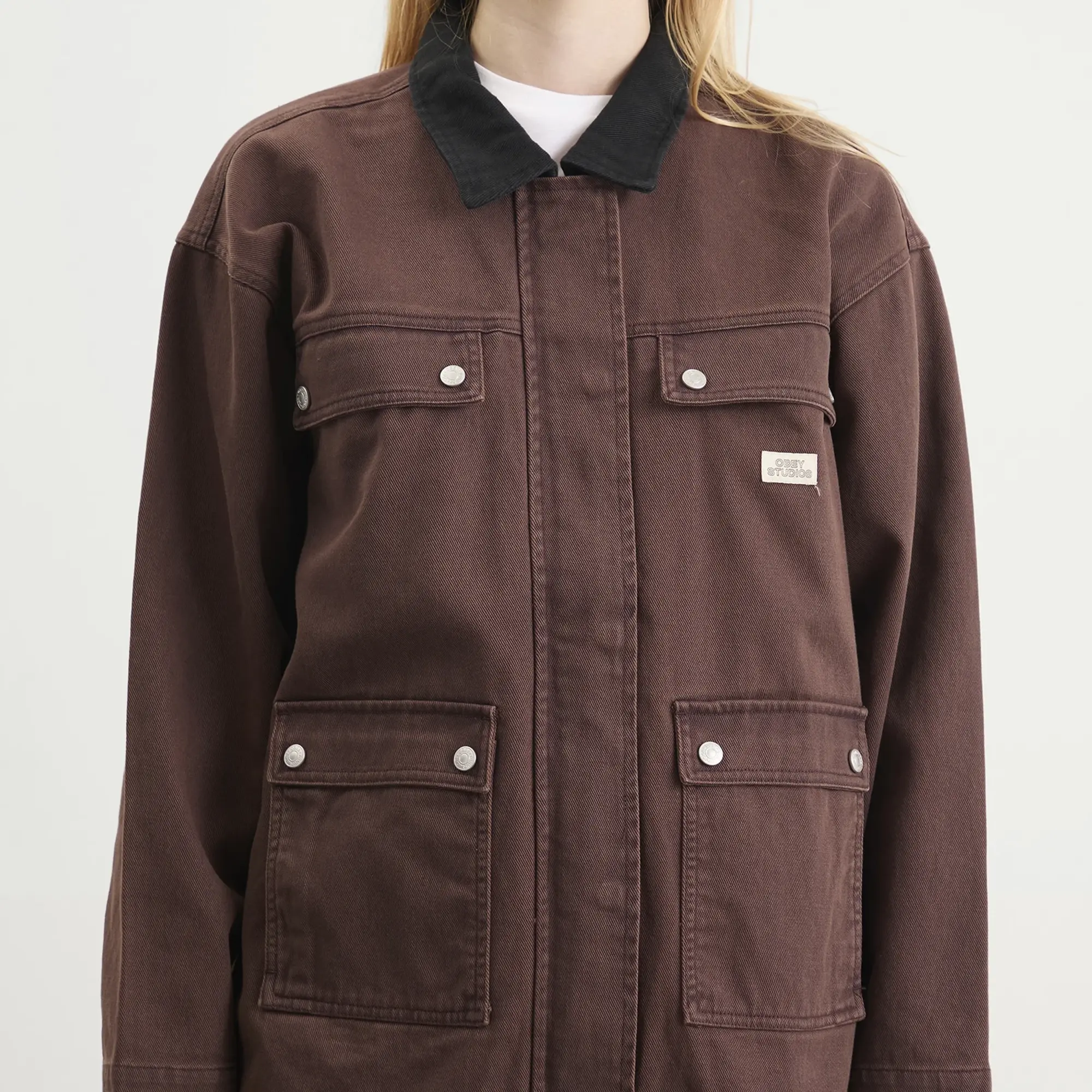 Obey Women's Fritz Jacket Chocolate Faded Wash