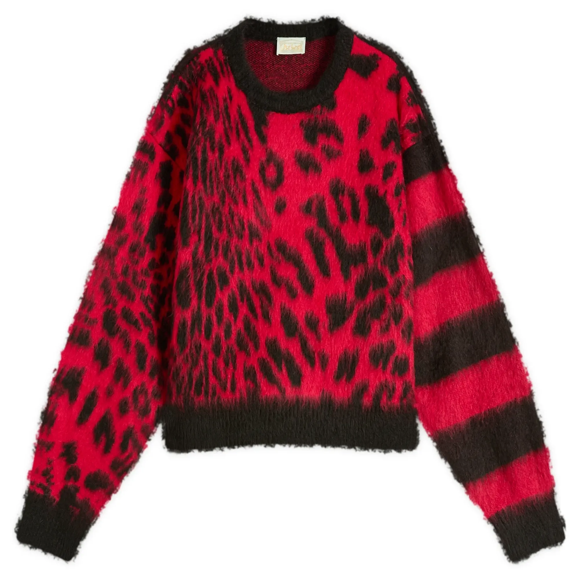 Aries Men's Brushed Leopard Jumper Red / Brown