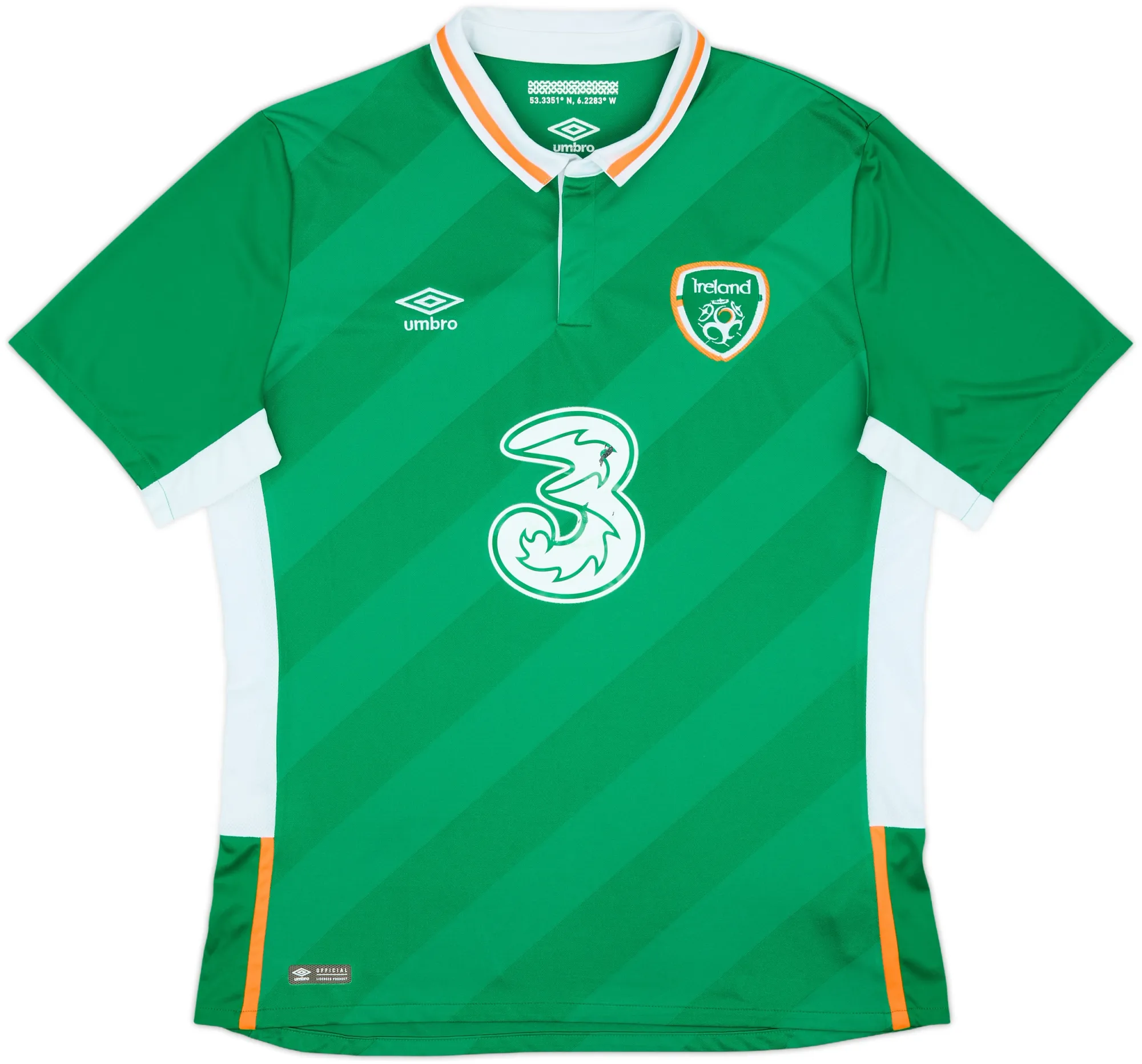 Umbro Republic of Ireland Mens SS Home Shirt 2016