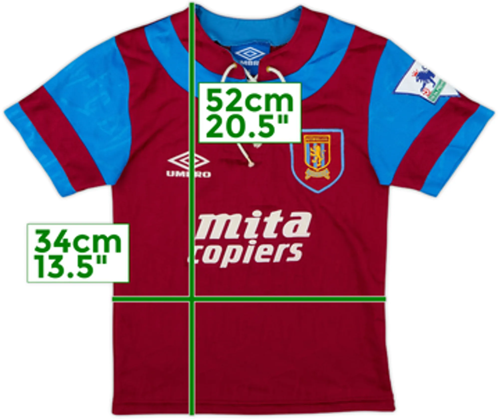Umbro Aston Villa Mens SS Home Shirt 1992/93