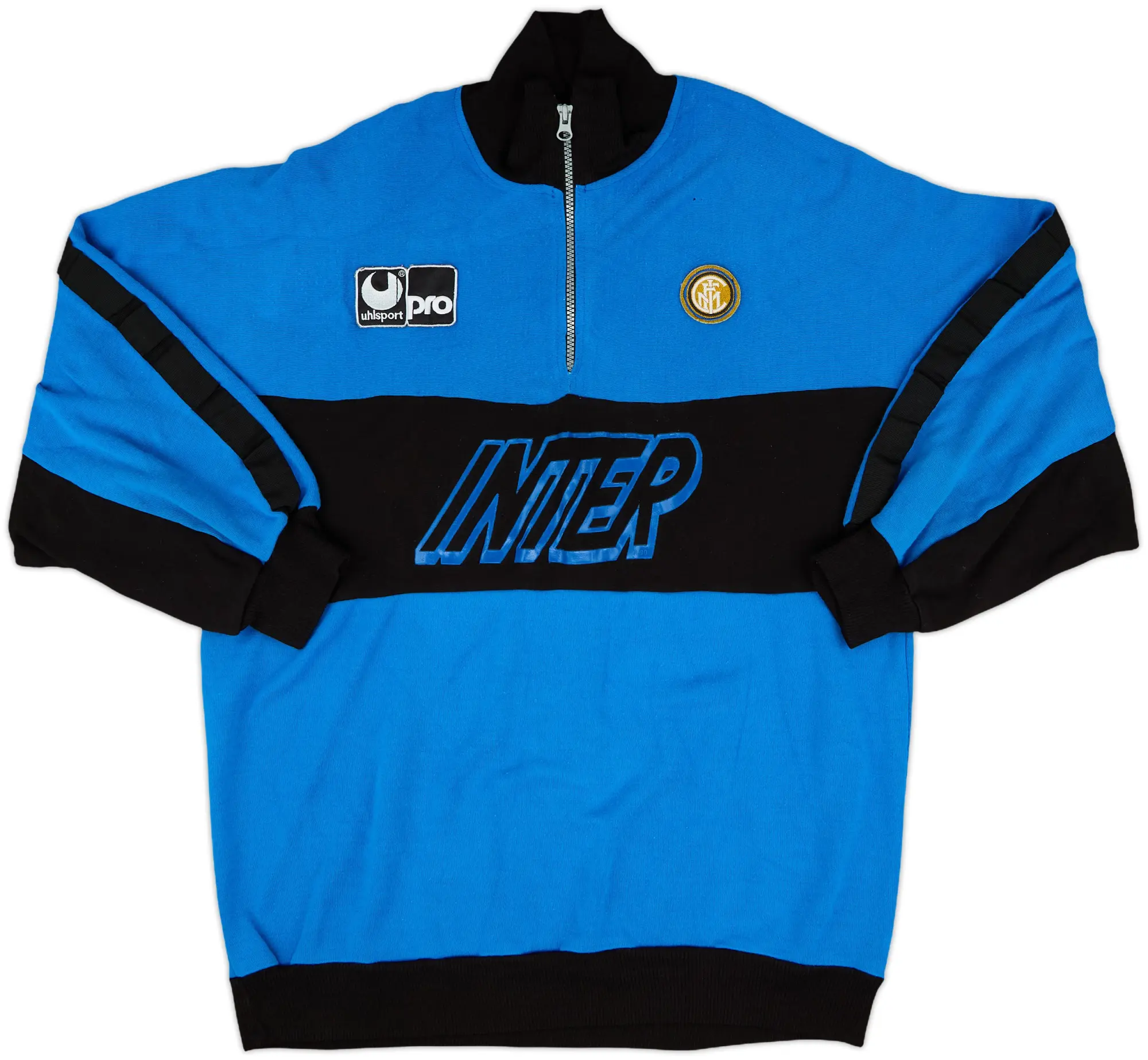 1990-91 Inter Milan Uhlsport 1/4 Zip Sweat Top - 8/10 - (L)