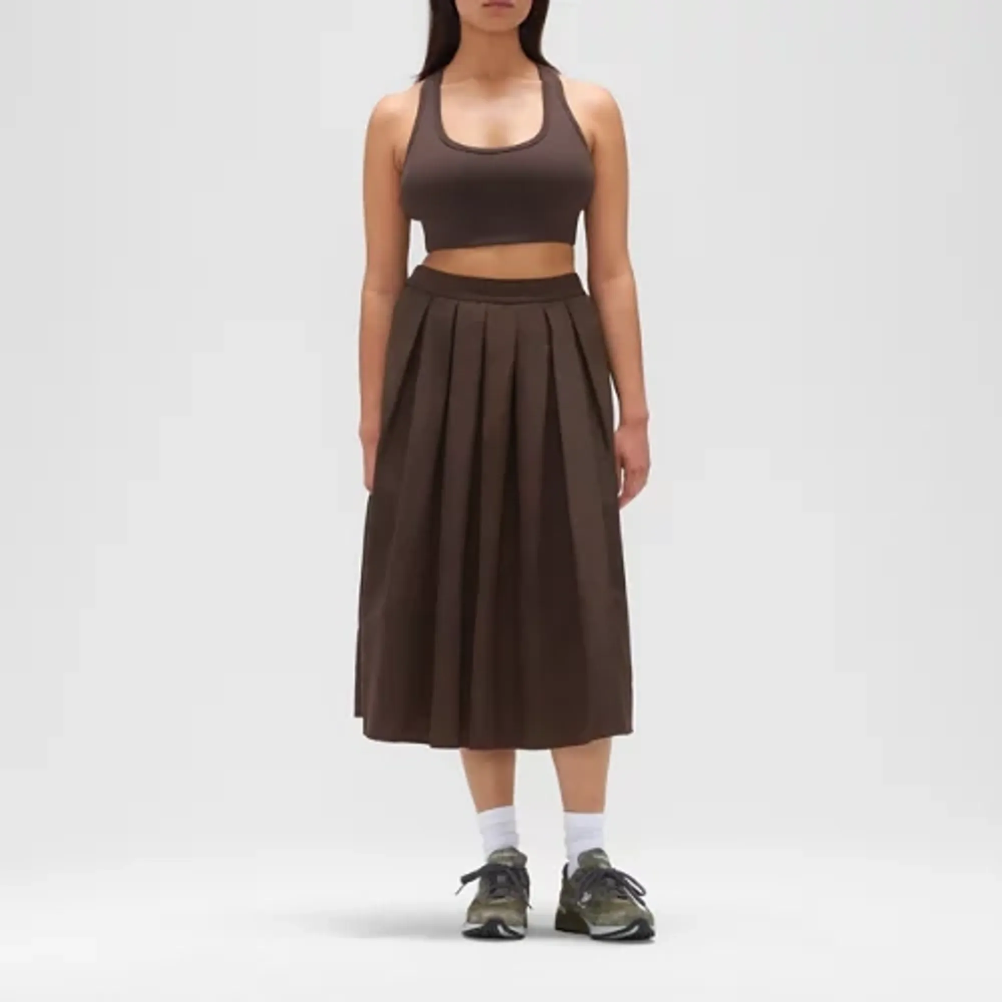 New Balance Women's Made in USA Leisure Bra in Brown Poly Knit